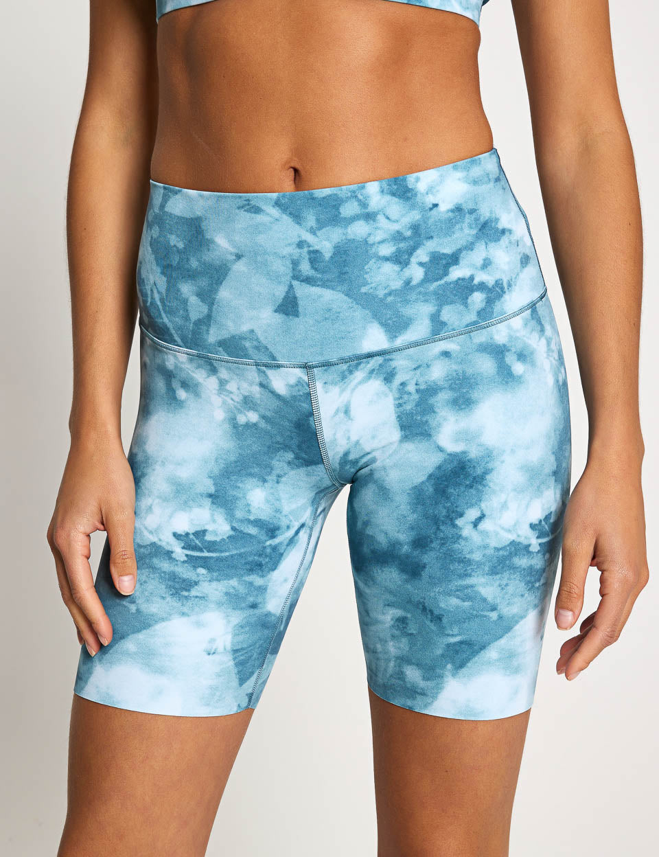Zenvy 8-Pack Printed Biker Shorts for Women - Smokey Blue | High Waist Yoga Workout Shorts for Running, Gym & Lounge Wear