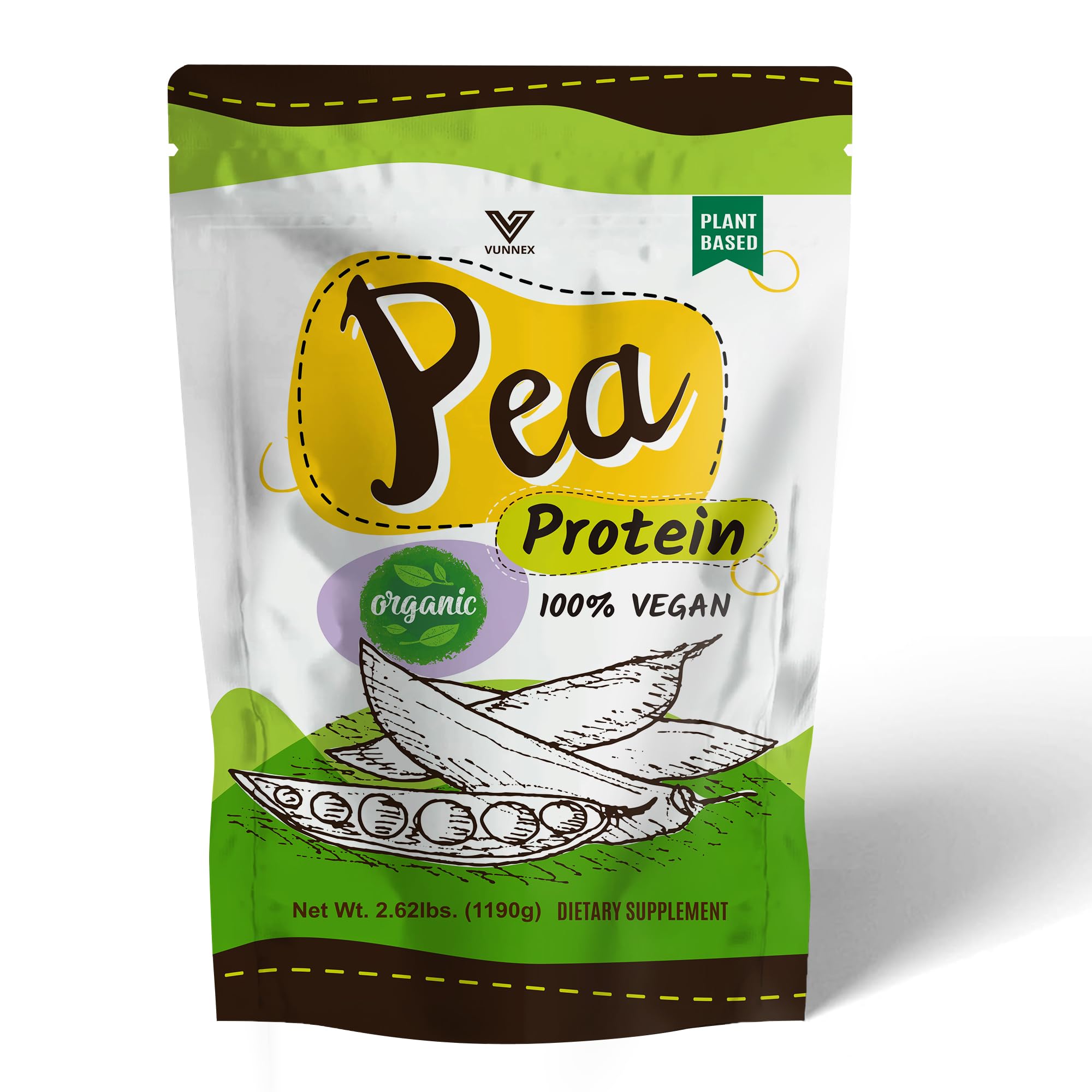 100% Pure Organic Hydrolyzed Pea Protein Powder - Vegan, Unflavored, Non-GMO | Dairy Free, Gluten Free, Soy Free, Sugar Free | Plant-Based Protein Supplement for Smoothies, Baking & Post-Workout Recovery | 2.62lb (Canada Grown Yellow Peas)