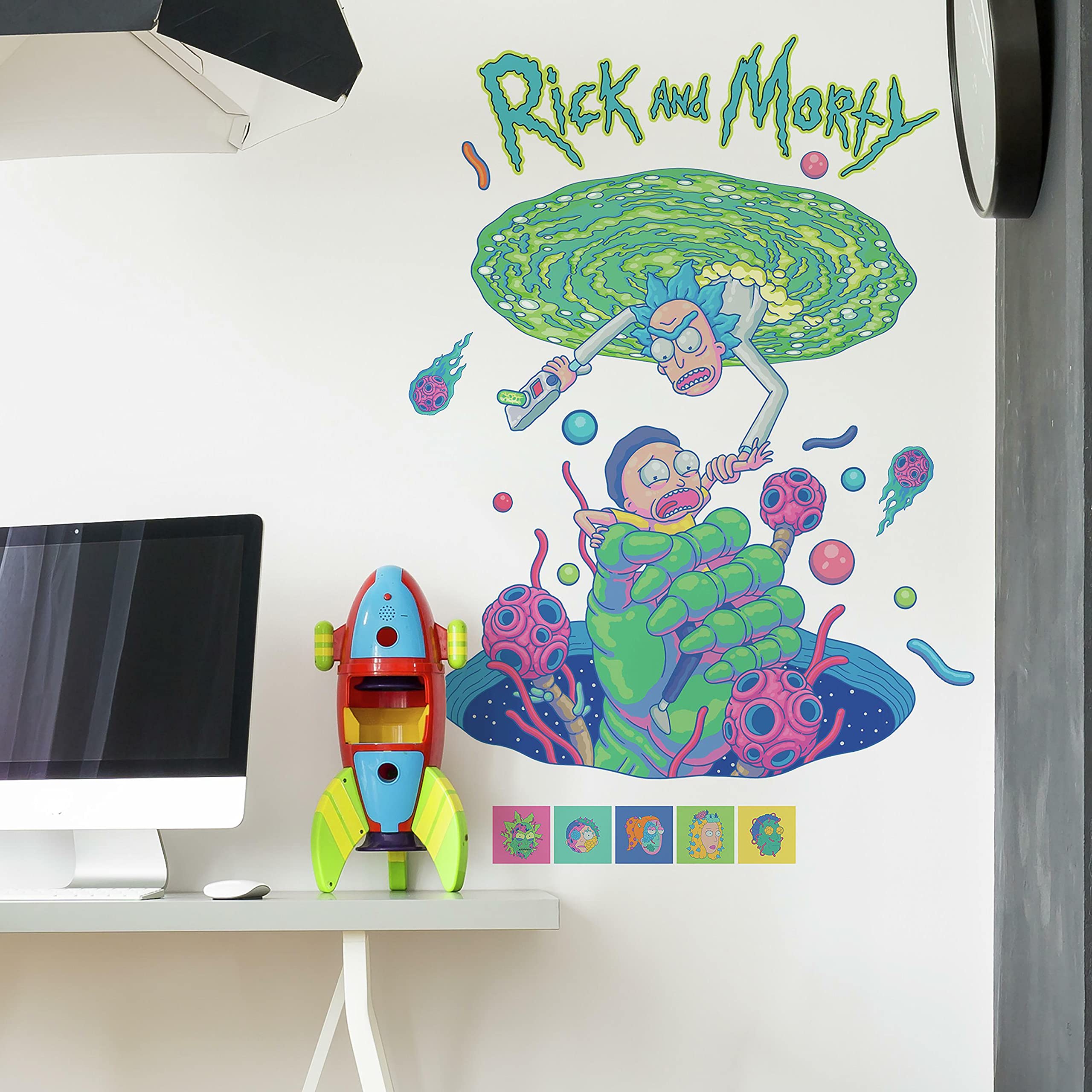 Rick and Morty Portal Peel and Stick Wall Decals - Removable Vinyl Stickers for Bedroom, Dorm, Office Decor - Easy to Apply & Reposition - Fun Anime Wall Art for Fans