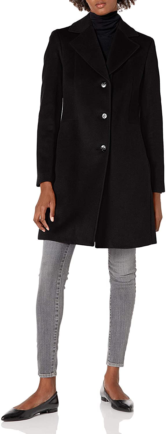 Calvin Klein Women's Classic Cashmere Wool Blend Coat - Warm Winter Trench Coat for Office, Travel & Formal Occasions