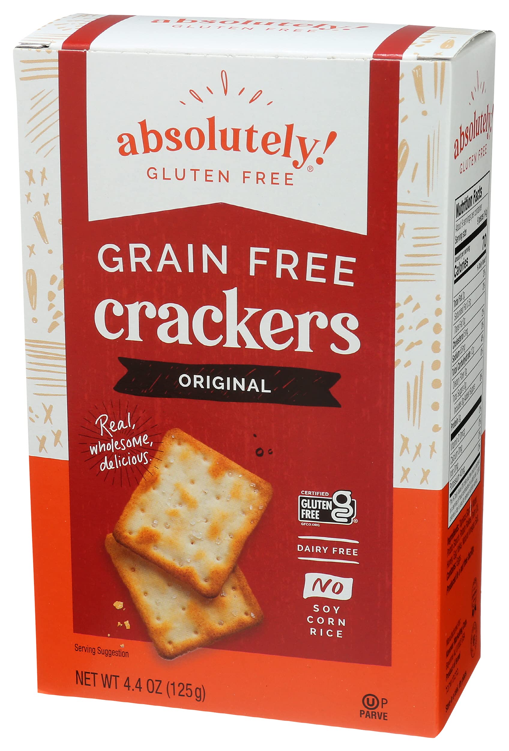Absolutely Gluten Free Crackers - Original Flavor 4.4oz (Pack of 6) | Healthy Snack for Kids & Adults | Perfect for School Lunches, Office Snacks & Travel