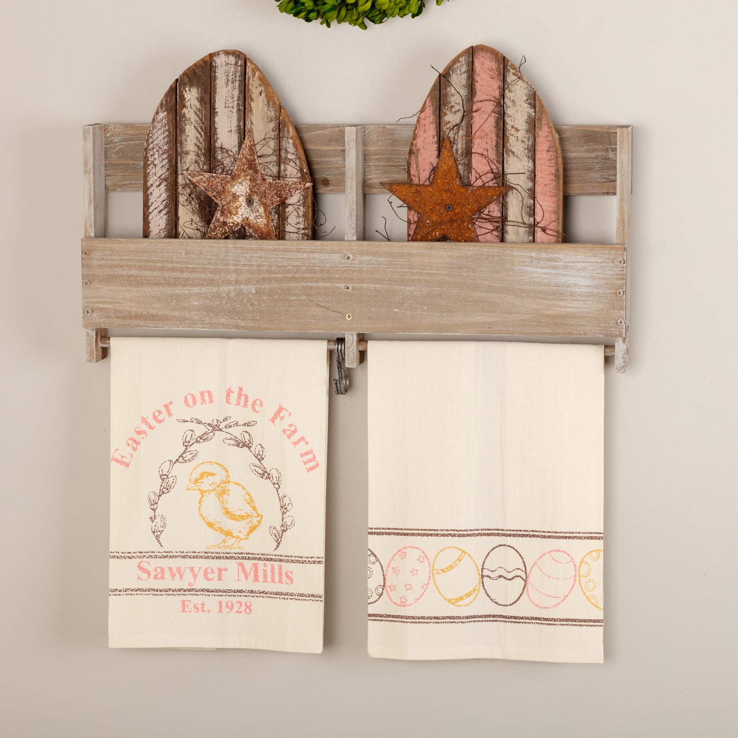 Sawyer Mill Easter Greetings Chick Cotton Kitchen Towel Set of 2 - 19x28 Inches - Absorbent & Decorative Dish Towels for Spring Kitchen Decor, Holiday Hosting & Easter Gift Giving