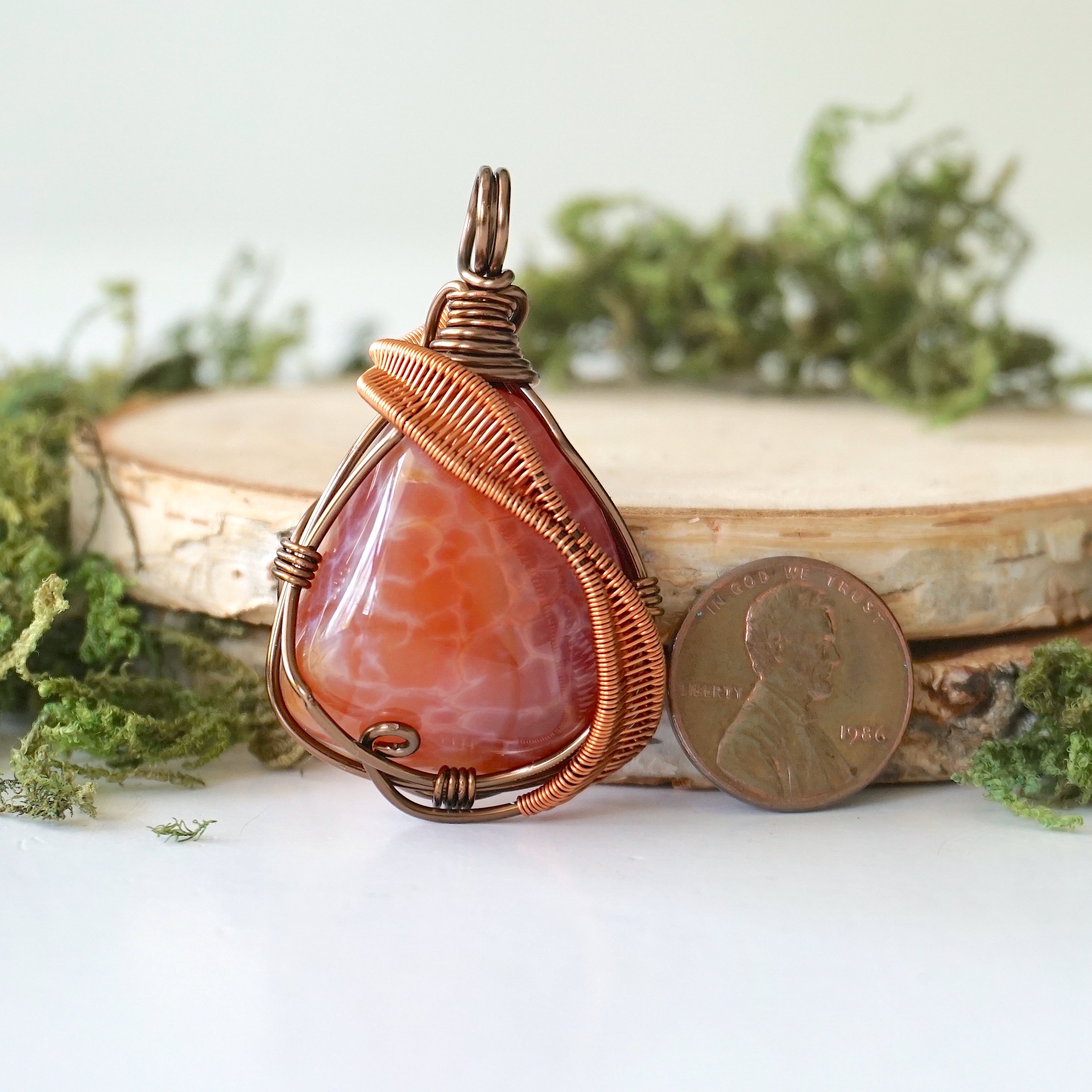Fire Agate Crystal Necklace for Women – Natural Gemstone Pendant Jewelry for Healing & Protection | Perfect for Meditation, Energy Work & Spiritual Gifts