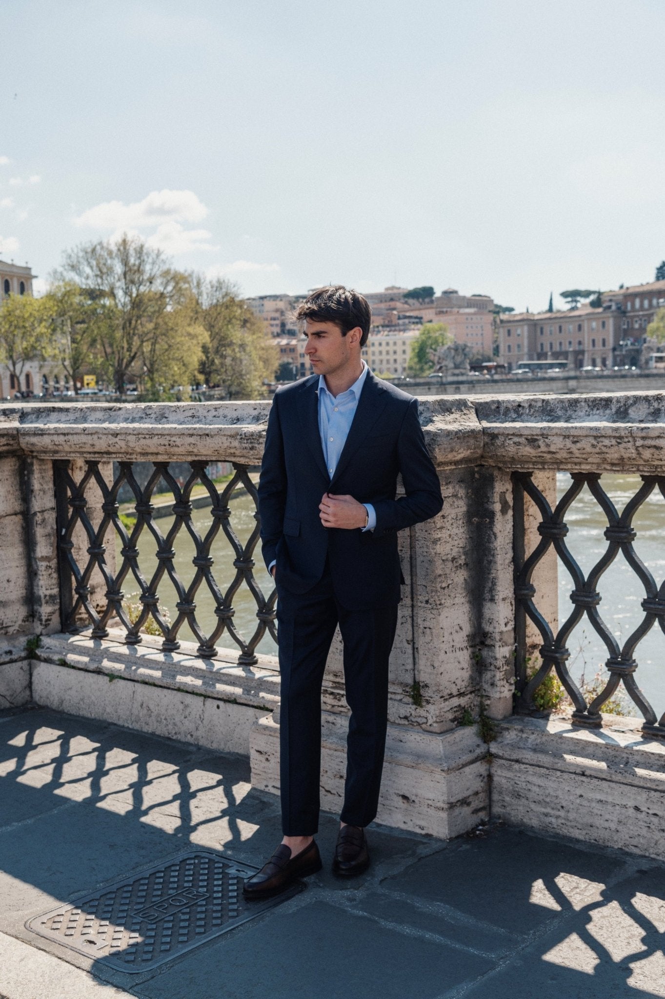 Zegna Trofeo™ Plain Wool Suit for Men - Dark Navy Blue Business Suit | Premium Italian Wool Suit for Formal Occasions, Weddings & Office Wear