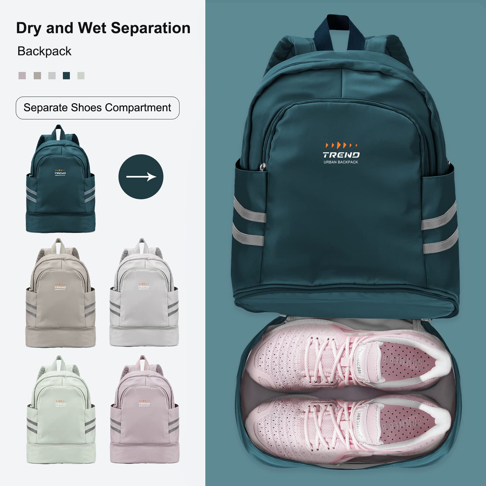 Women's Gym Backpack with Shoe Compartment & Wet Pocket - Large Water Resistant Sports Backpack for Travel, Swimming & Workout | Perfect for Gym, Yoga, Beach & Outdoor Activities