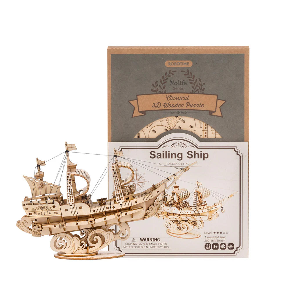 ROBOTIME 3D Wooden Sailing Ship Model Kit - DIY Wooden Boat Building Kit for Adults & Teens - Perfect for Home Decoration, Gift, and Relaxation (Great for Birthday, Christmas, and Stress Relief)