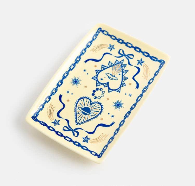 Indigo Icons Trinket Dish - Elegant Jewelry Tray for Rings, Earrings & Small Accessories | Perfect for Vanity, Dresser & Travel Organizer
