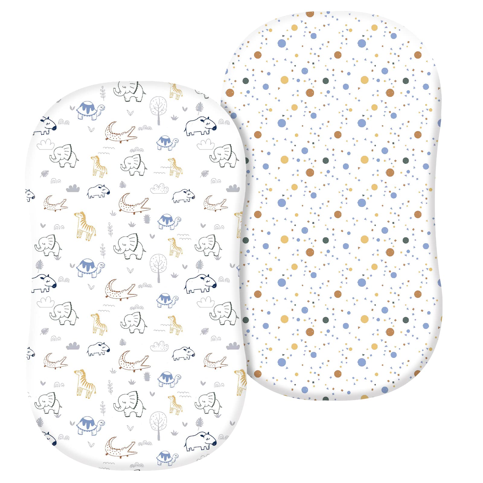 PHF 100% Cotton Bassinet Sheets 2 Pack - Soft Breathable Crib Bedding for Baby Boys & Girls - Premium Fitted Sheets for Various Mattress Pads - Woodland Animals Design - Perfect for Nursery, Daycare & Travel