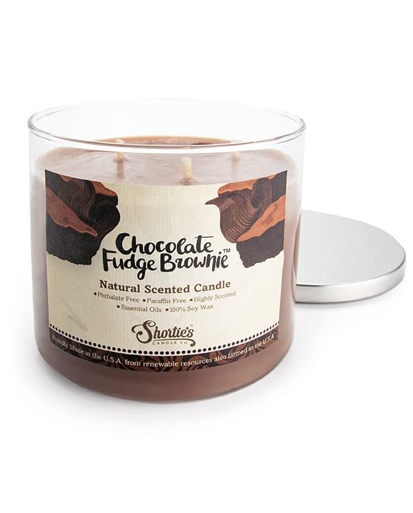 Premium Chocolate Fudge Brownie Scented Soy Candle - 3 Wick, 100% Natural Essential Oils, Phthalate & Paraben Free, Clean Burning 14.5oz - Perfect for Home Relaxation, Romantic Dinners & Spa Nights