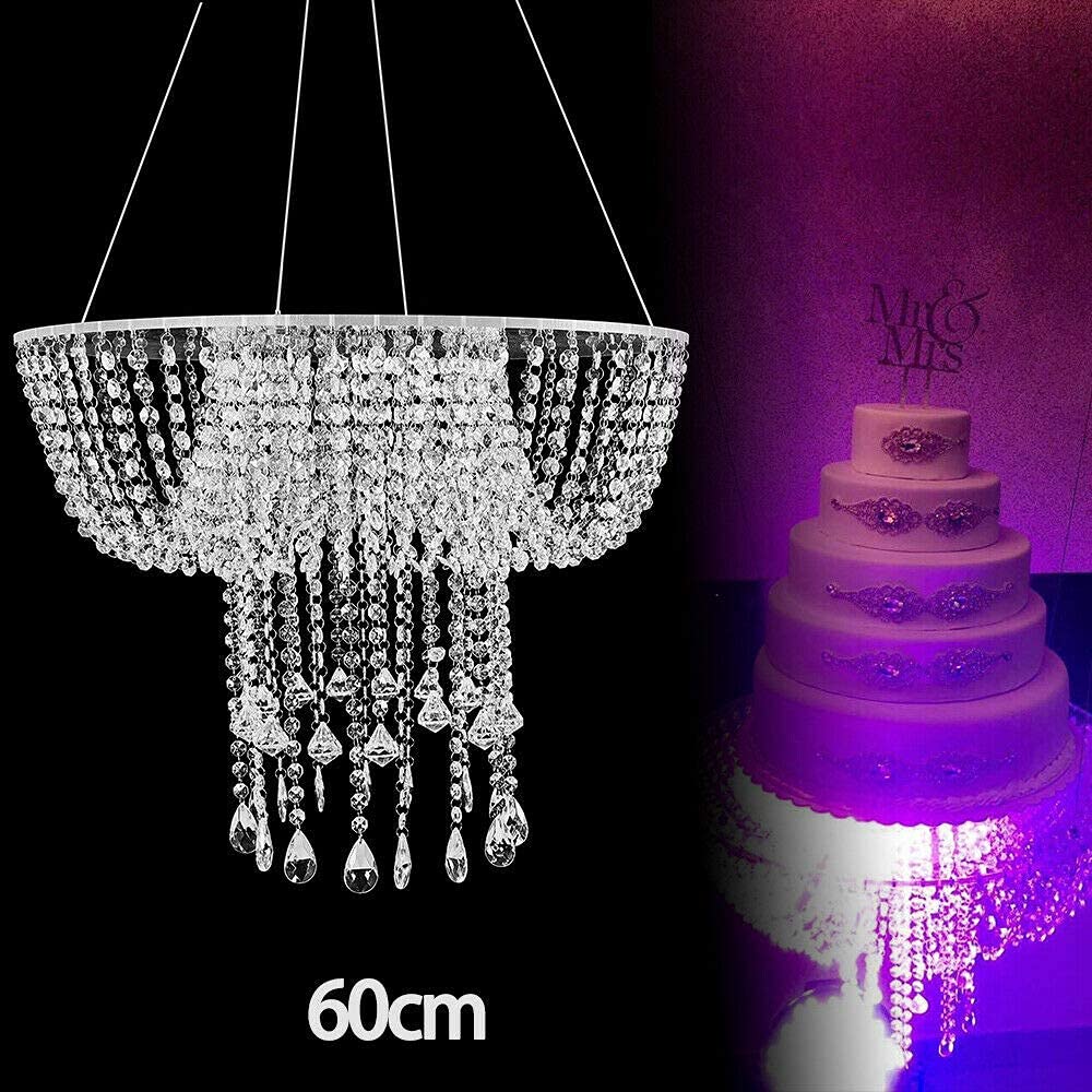 Acrylic Crystal Chandelier Cake Stand for Weddings & Birthdays - Elegant Hanging Dessert Display for Party Decor, Anniversary Celebrations, and Special Events