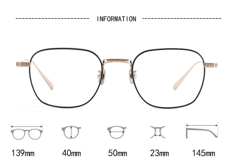 Stylish Black Full Rim Polygon Square Titanium Eyeglasses for Women - Trendy & Lightweight Frame for Work, Reading & Fashion - Model 51015