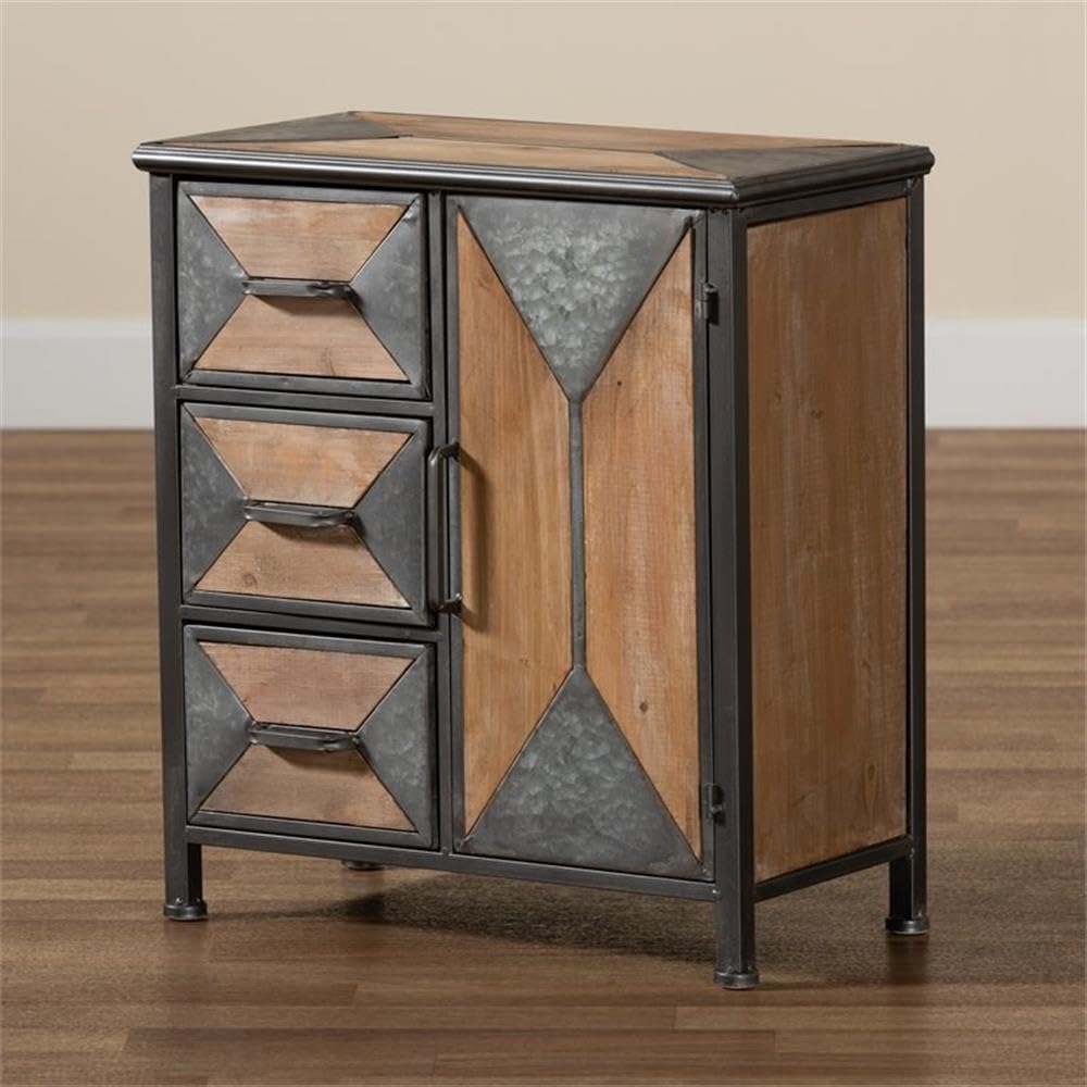 Baxton Studio AM19136 Oak Grey Storage Cabinet - Modern Sideboard for Living Room, Bedroom, or Office Organization