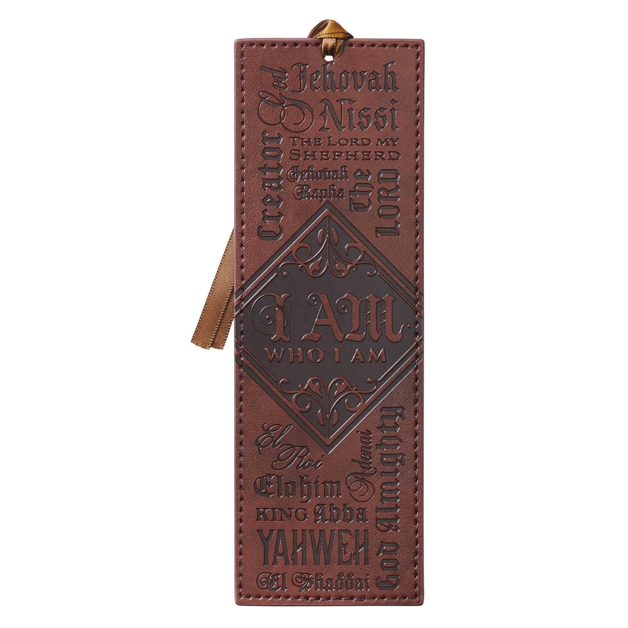 Christian Leather Bookmark - Names of God Exodus 34:5 Bible Verse with Ribbon Tassel for Bible Study
