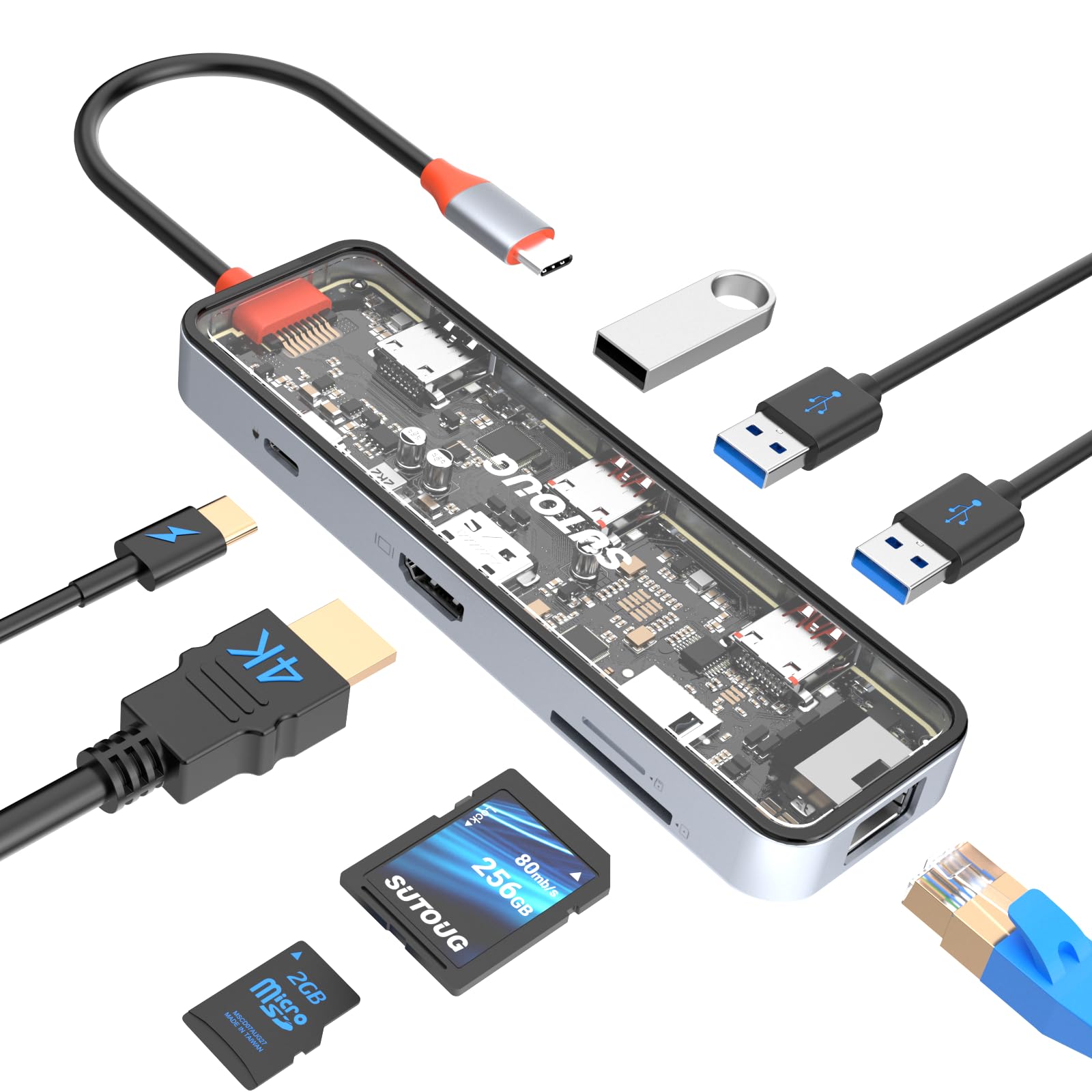 8-in-1 USB C Hub with 4K HDMI, PD Charging & Card Reader - for MacBook, iPad & Laptops