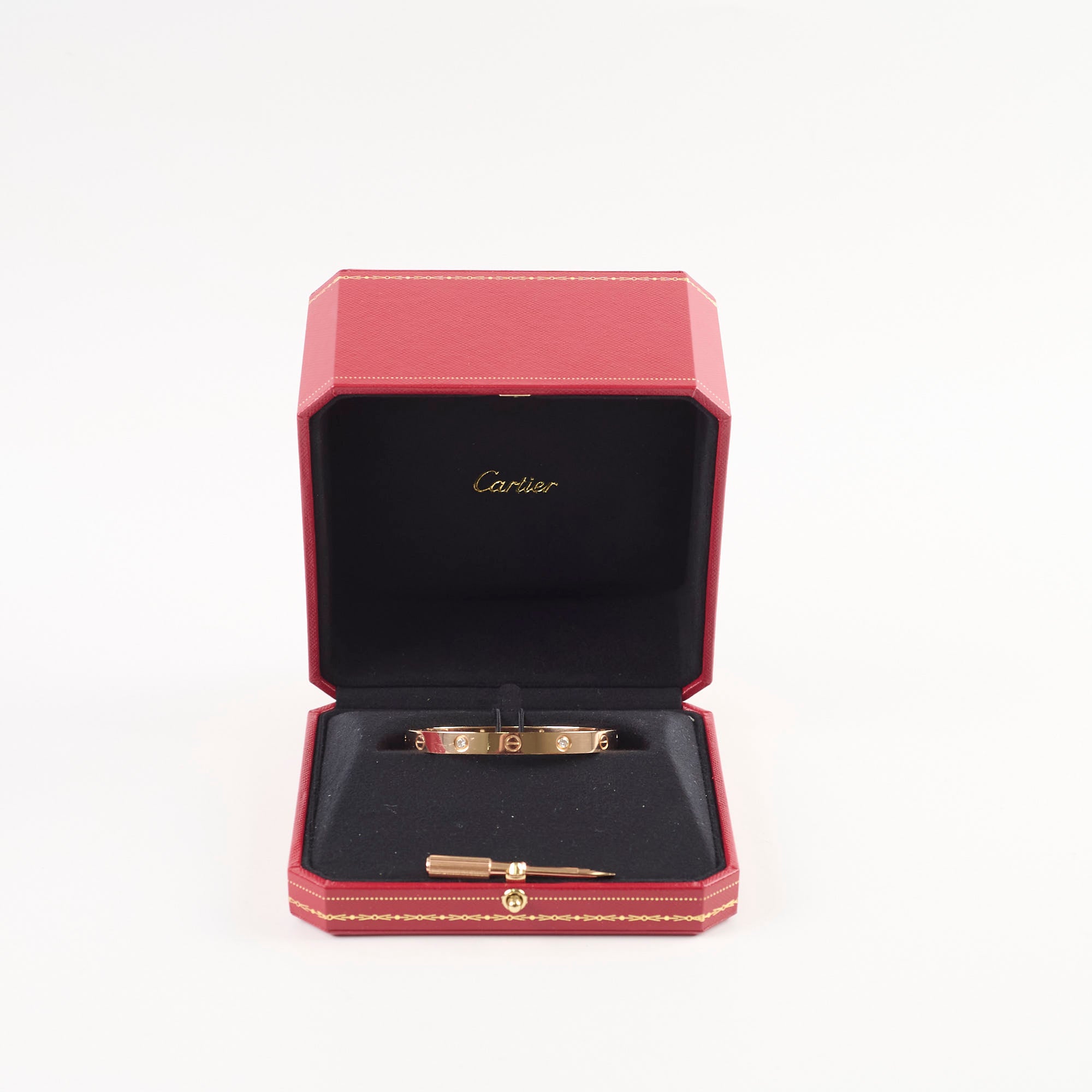 Cartier 4 Diamond Love Bracelet 18K Gold Size 17 - Luxury Jewelry Gift for Women, Anniversary & Valentine's Day