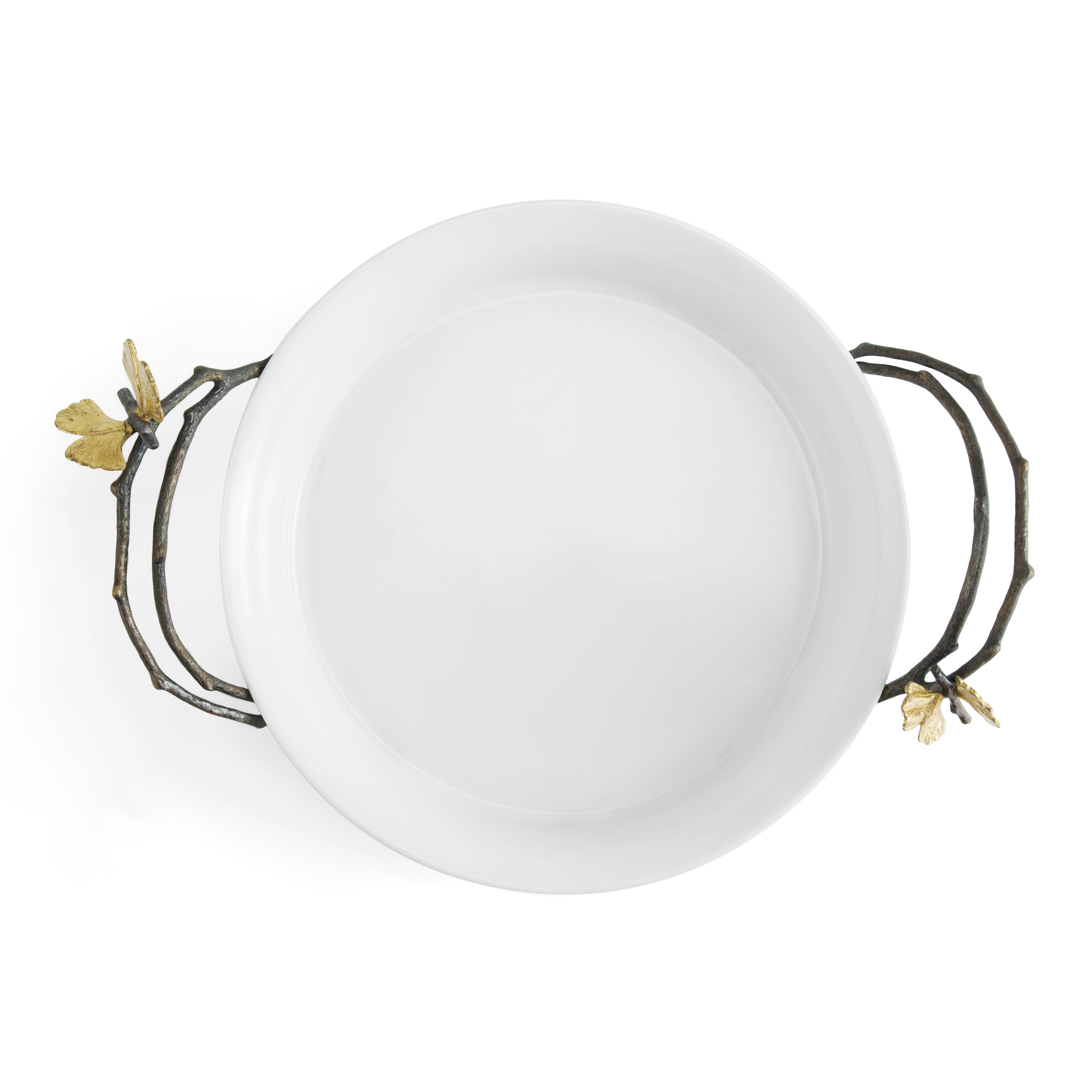 Butterfly Ginkgo Pie Dish - Elegant Ceramic Baking Plate for Desserts, Cakes, and Tarts | Perfect for Holiday Baking, Tea Parties, and Gift Giving