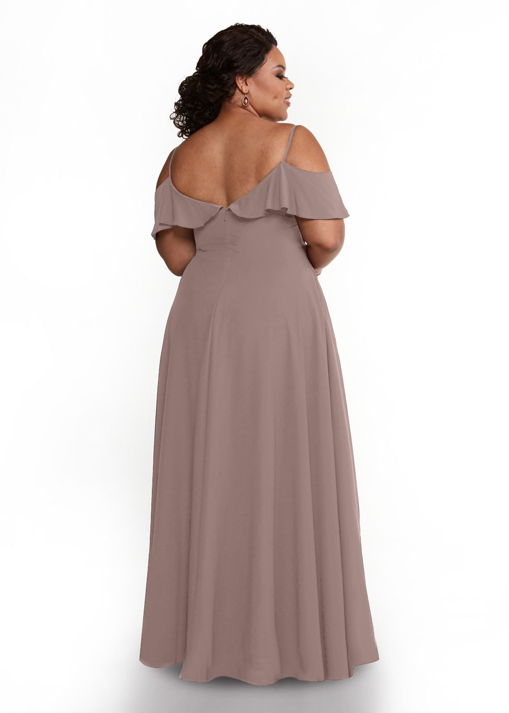 Elegant Off Shoulder Ruffled Chiffon Bridesmaid Dress - A-Line Flowy Design for Weddings, Parties & Special Occasions