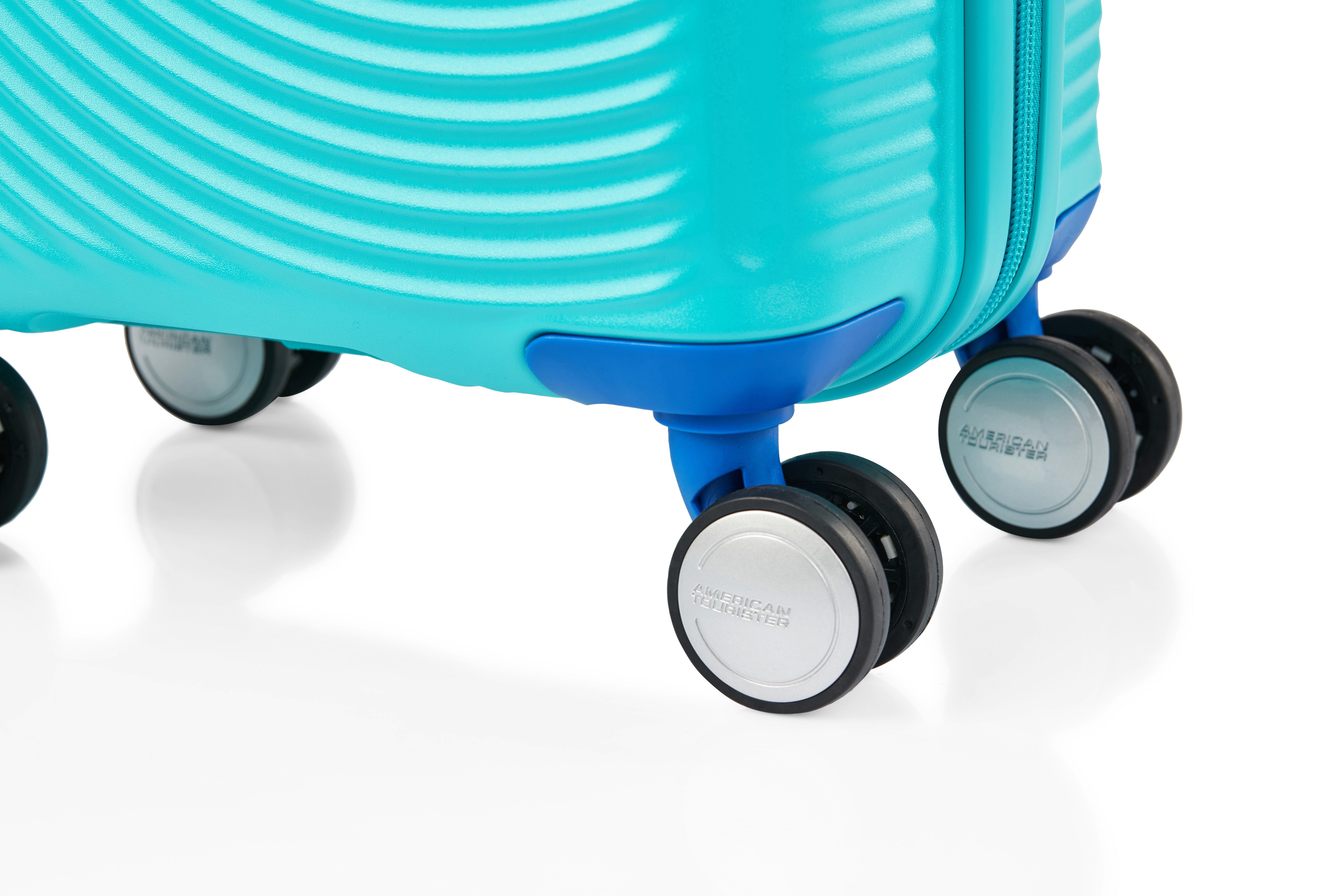 American Tourister Little Curio 47cm Spinner Luggage - Teal/Blue Carry-On Suitcase for Travel, Business Trips & Weekend Getaways