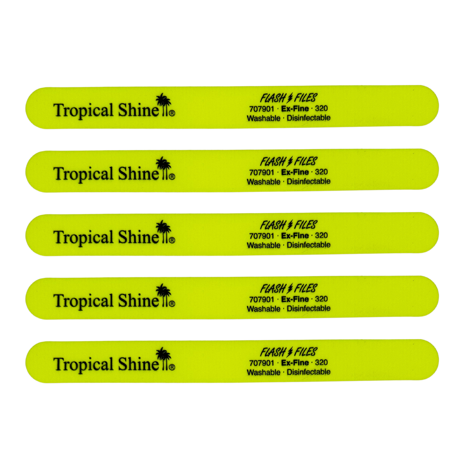 5 Pack Cushioned Nail Files - Extra Fine 320 Grit Tropical Shine Salon Boards for Professional & At-Home Manicures | Soft Grip for Comfortable Filing