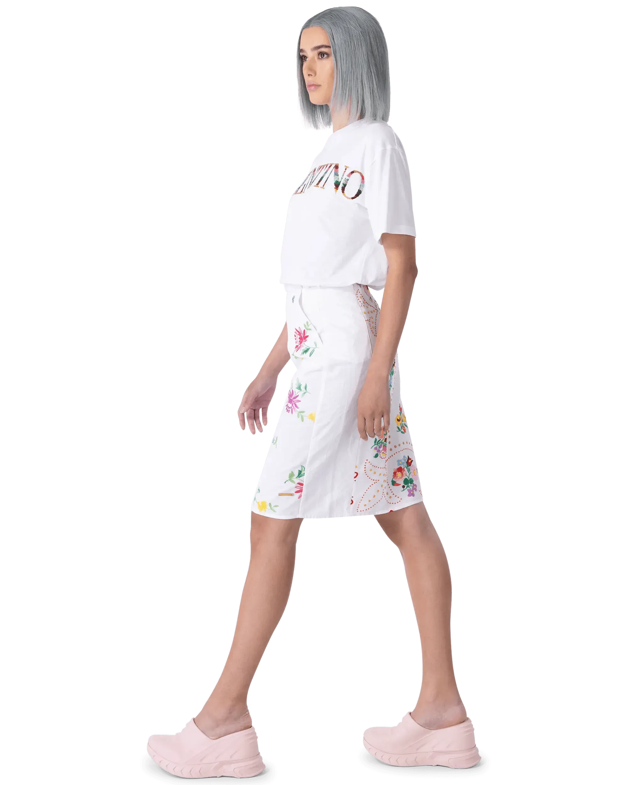 Embroidered Linen Slit Skirt for Women - High Waist Boho Summer Maxi Skirt with Side Slit | Perfect for Beach, Vacation & Casual Outfits