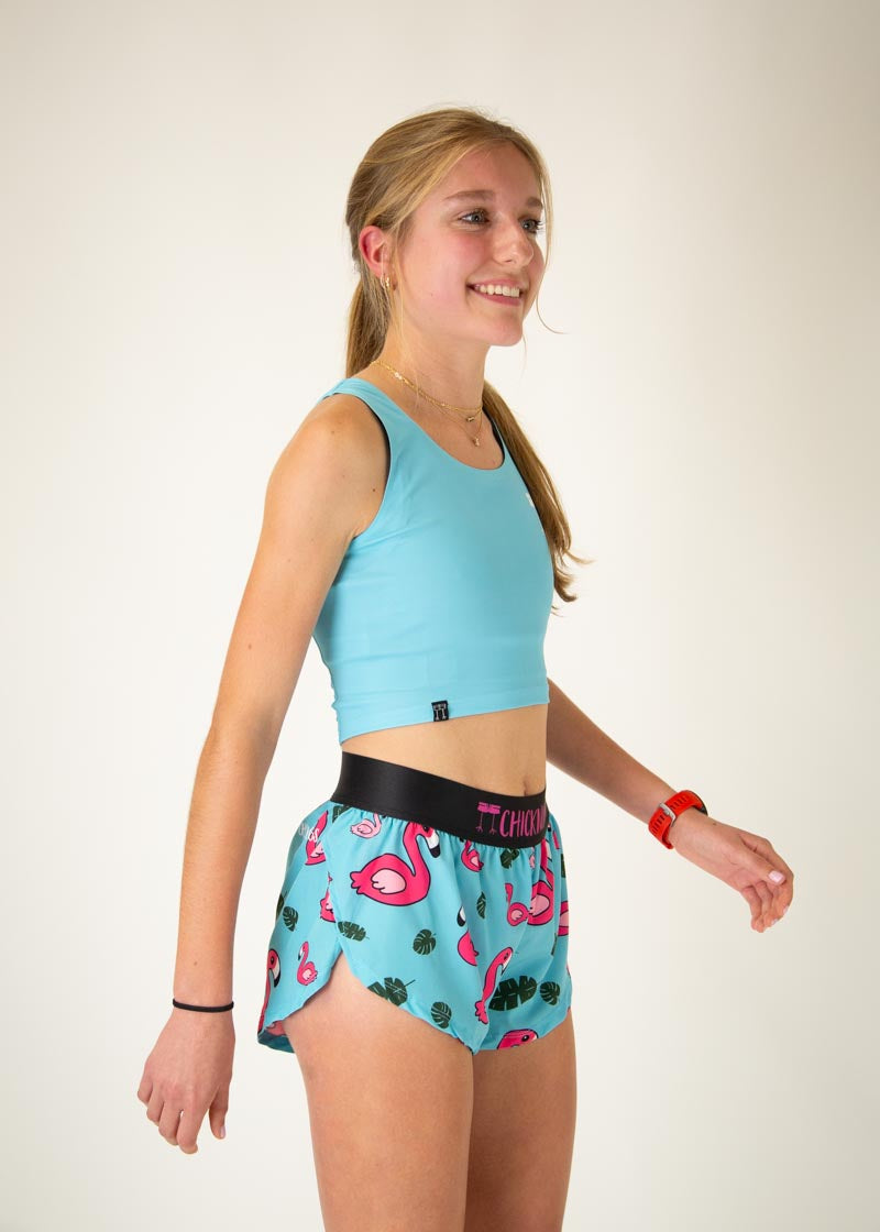 Sky Blue PWR Crop Top for Women - Trendy Workout & Gym Tank Top - Comfortable & Breathable Fitness Shirt for Running, Yoga & Casual Wear