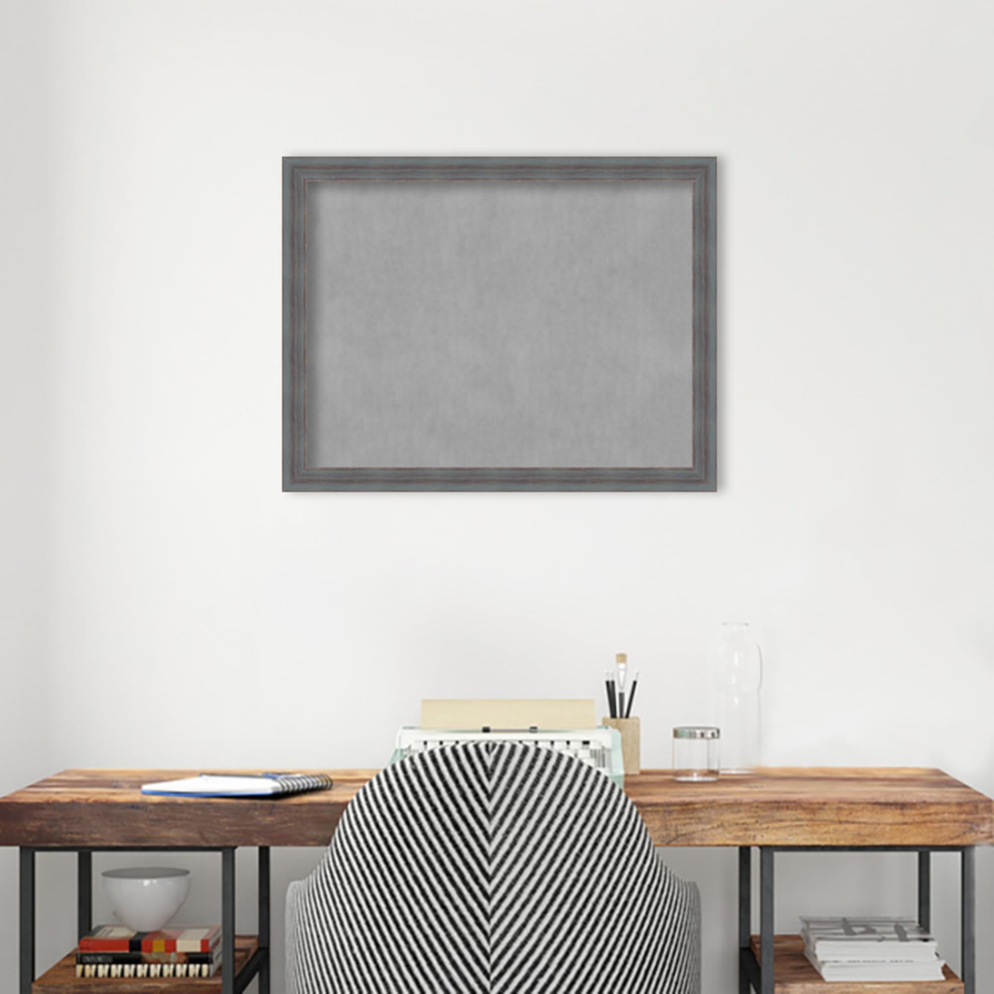 Amanti Art 20x26 Inch Blue Framed Magnetic Vision Board - 100% Metal Sheet for Office Decor, Home Organization & Kids Room - Perfect for Displaying Notes, Photos & Magnets in Kitchen, Mudroom or Workspace