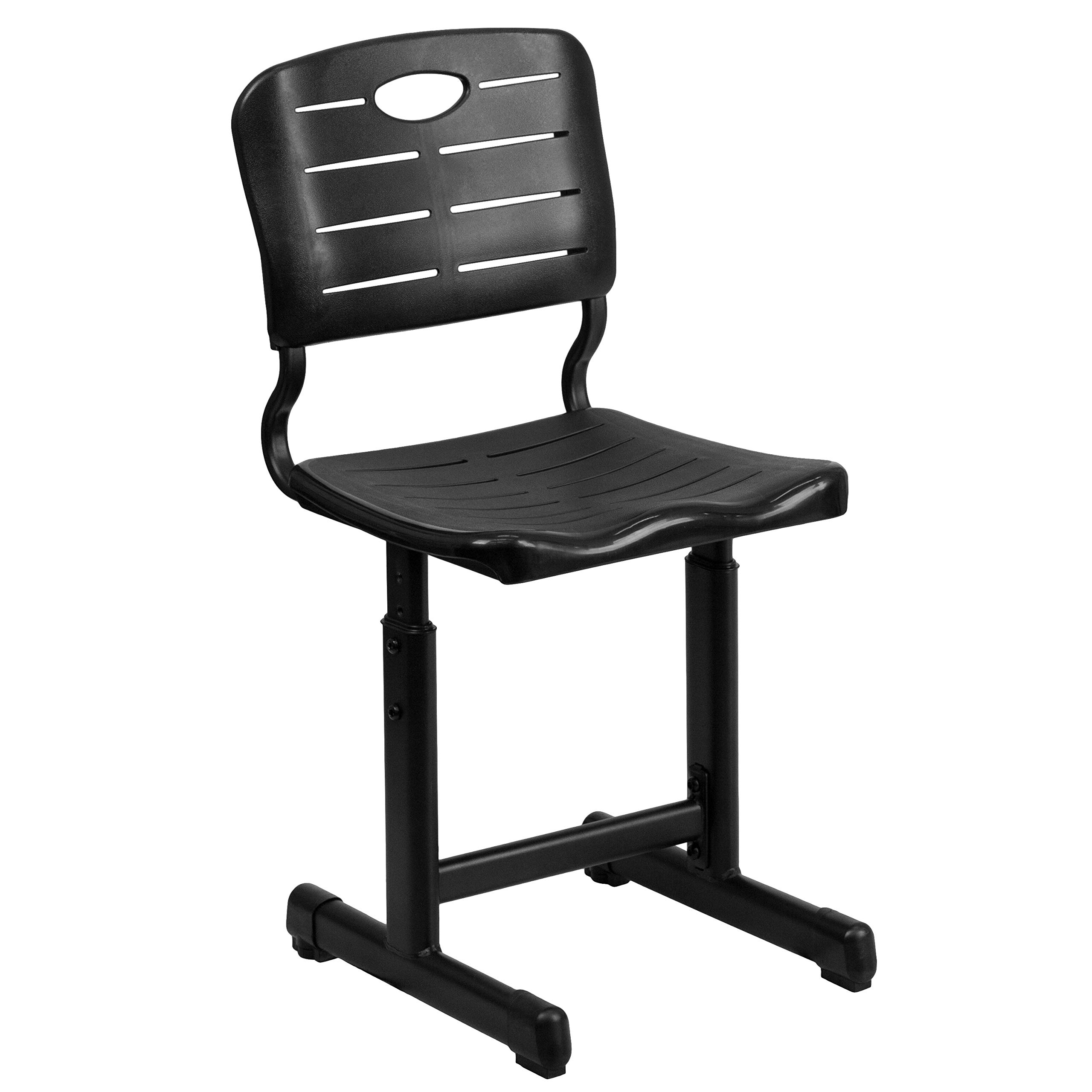 Adjustable Height Black Student Chair with Sturdy Pedestal Frame - Perfect for Home Office, Study Desk, and Classroom Use