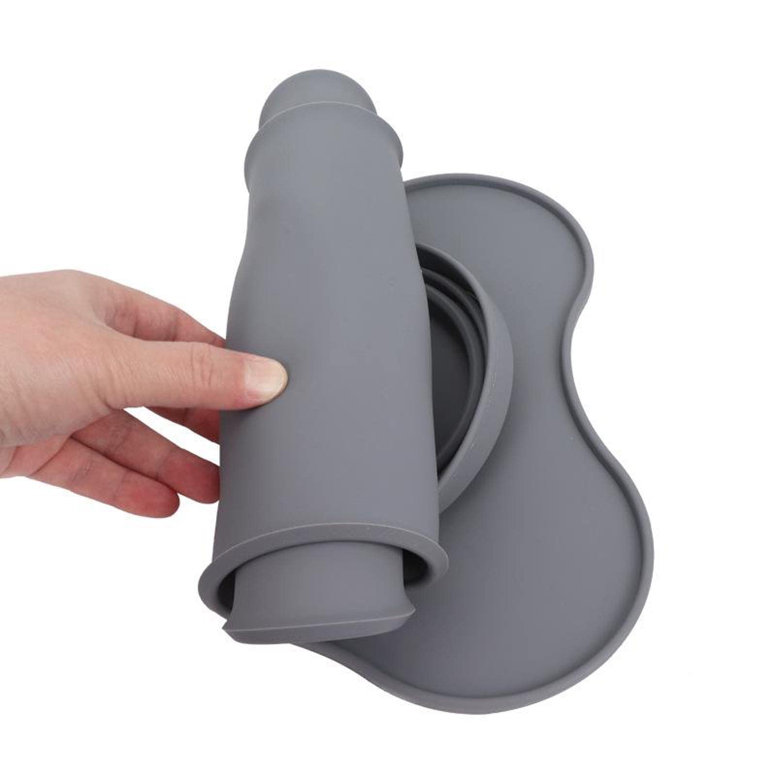UJEAVETTE® Collapsible Travel Dog Bowl - Portable Silicone Pet Food & Water Feeder with Non-Slip Mat - Lightweight for Hiking, Camping & Outdoor Adventures (Gray)