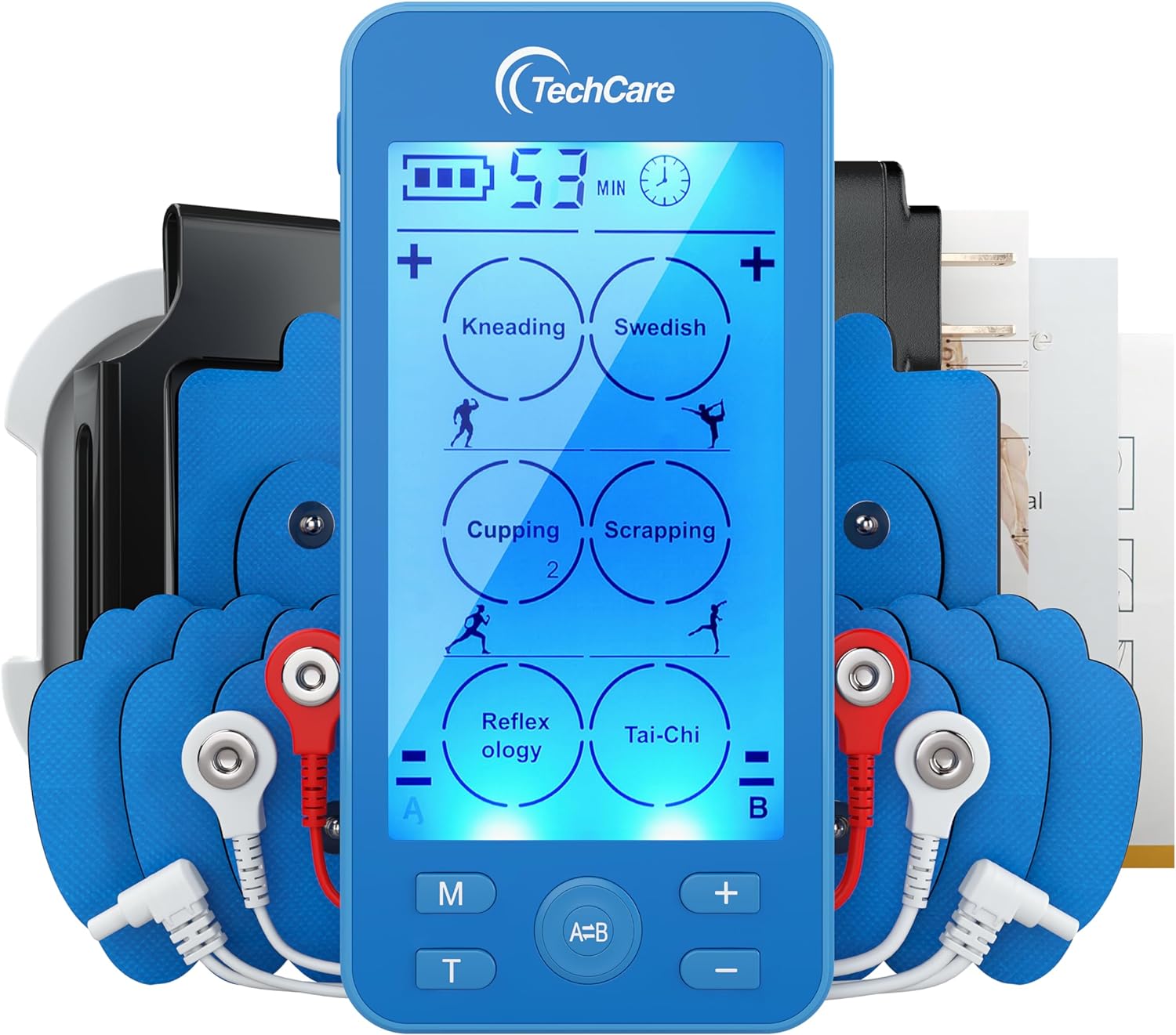TechCare Plus 24 TENS Unit – Rechargeable Electric Muscle Stimulator for Pain Relief, EMS Therapy Device for Back, Neck, Sciatica & Arthritis – 24 Modes for Home & Professional Use