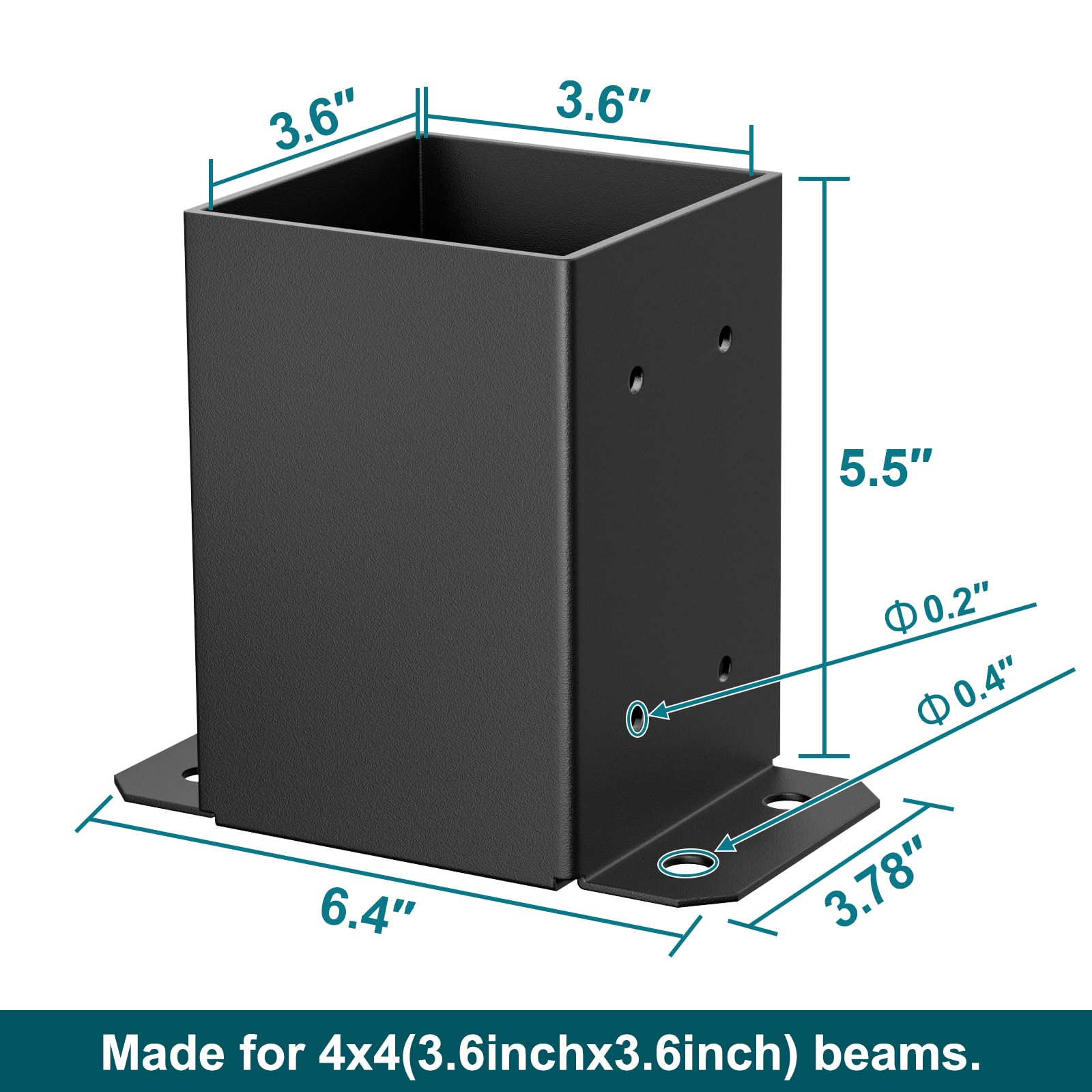 SPACEEUP 4x4 Post Base Brackets 10 Pack - Heavy Duty 3.6