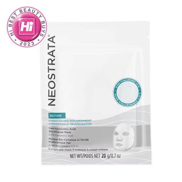 Neostrata Restore Pure Hyaluronic Acid Biocellulose Face Mask - Hydrating & Anti-Aging Sheet Mask for Dry Skin, Wrinkles & Fine Lines | Perfect for Night Skincare Routine & Spa Days