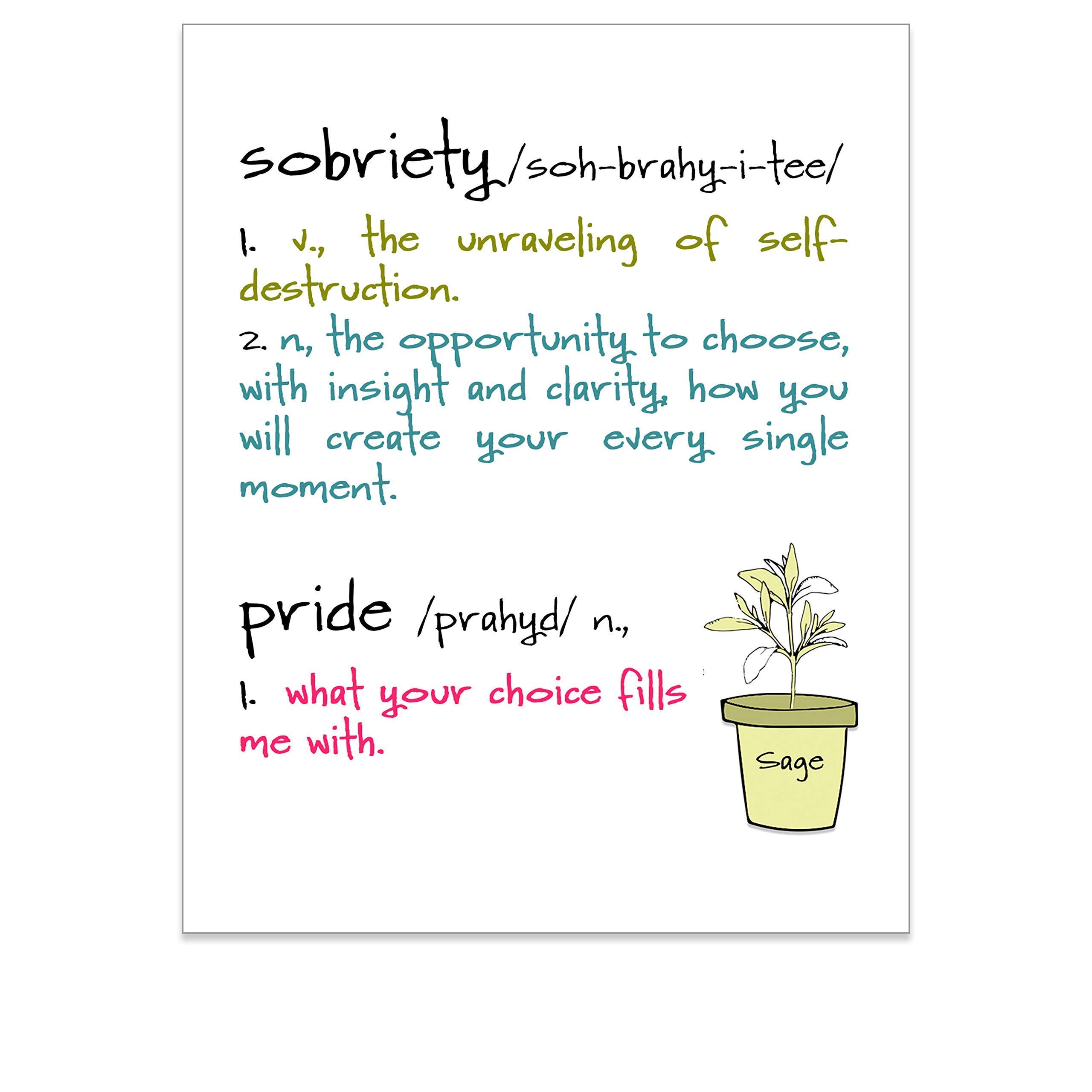 Sober Recovery Gifts for Women & Men - Inspirational Sobriety Wall Art with Motivational Quotes - 8x10 Unframed Print for Alcohol & Drug Addiction Encouragement - Perfect for AA Meetings, Rehab Centers & Home Decor