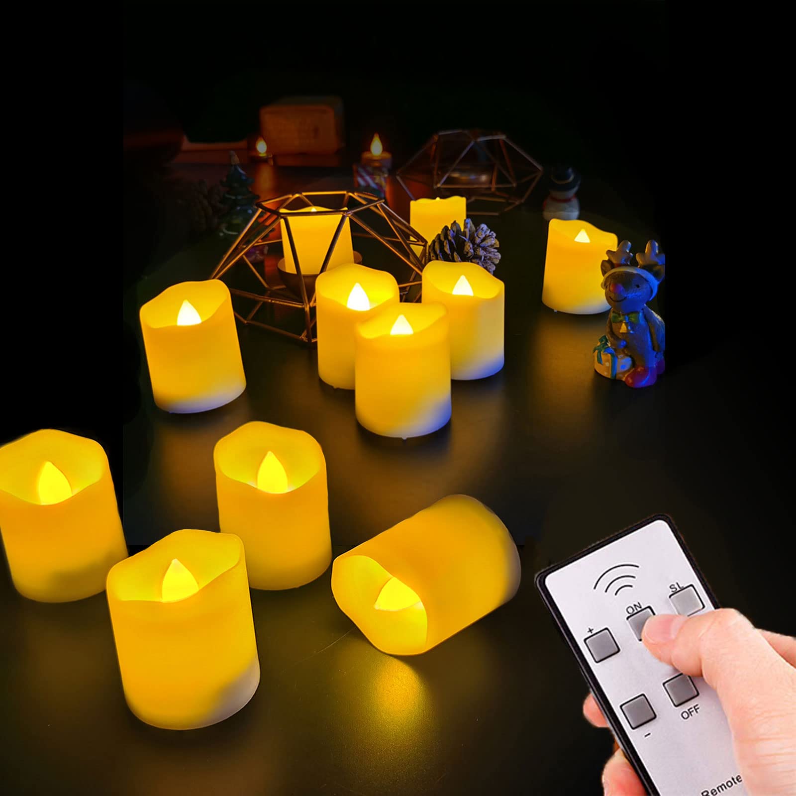 Flameless LED Tea Light Candles with Timer & Remote - 6 Pack Battery Operated Flickering Votive Candles for Home Decor, Wedding, Party, Christmas, Halloween - Long Lasting Safe Alternative to Real Candles - Perfect for Centerpieces, Holiday Decorations & Romantic Ambiance