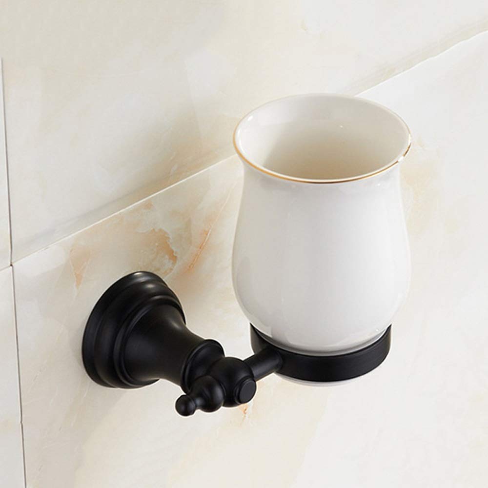 HTLLT Stainless Steel Wall Mounted Bathroom Storage Rack - Toothbrush Holder, Cup & Tumbler Organizer Set | Bathroom Shelves & Accessories in Black | Perfect for Small Space Organization in Bath, Kitchen or Vanity
