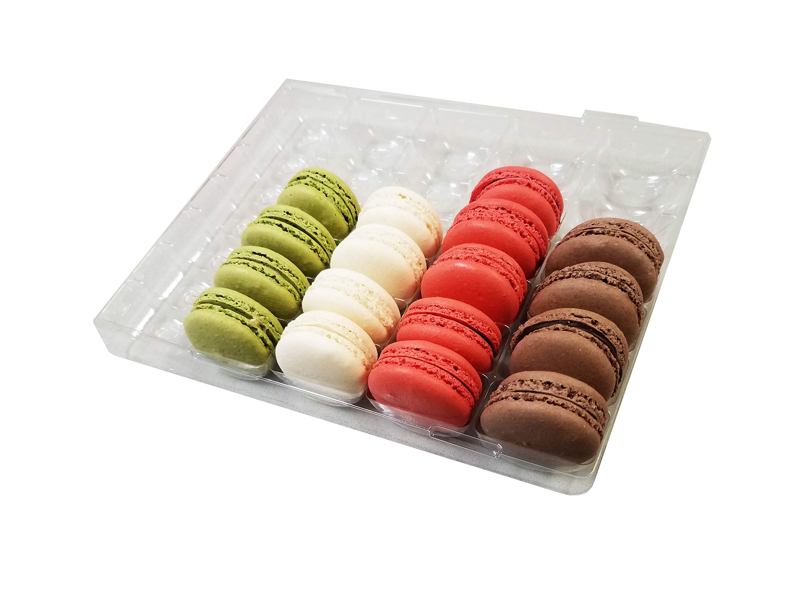 Premium Clear Macaron Cookie Storage and Display Tray - Holds 35 French Macarons - Food-Grade Plastic - Made in France - Pack of 30 Trays - Perfect for Bakeries, Dessert Shops, and Party Catering