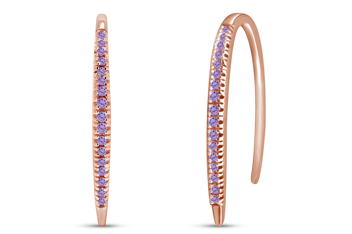 14K Gold Over Sterling Silver Round Cut Simulated Birthstone Bar Hoop Earrings for Women - Perfect for Birthdays, Anniversaries, and Everyday Elegance