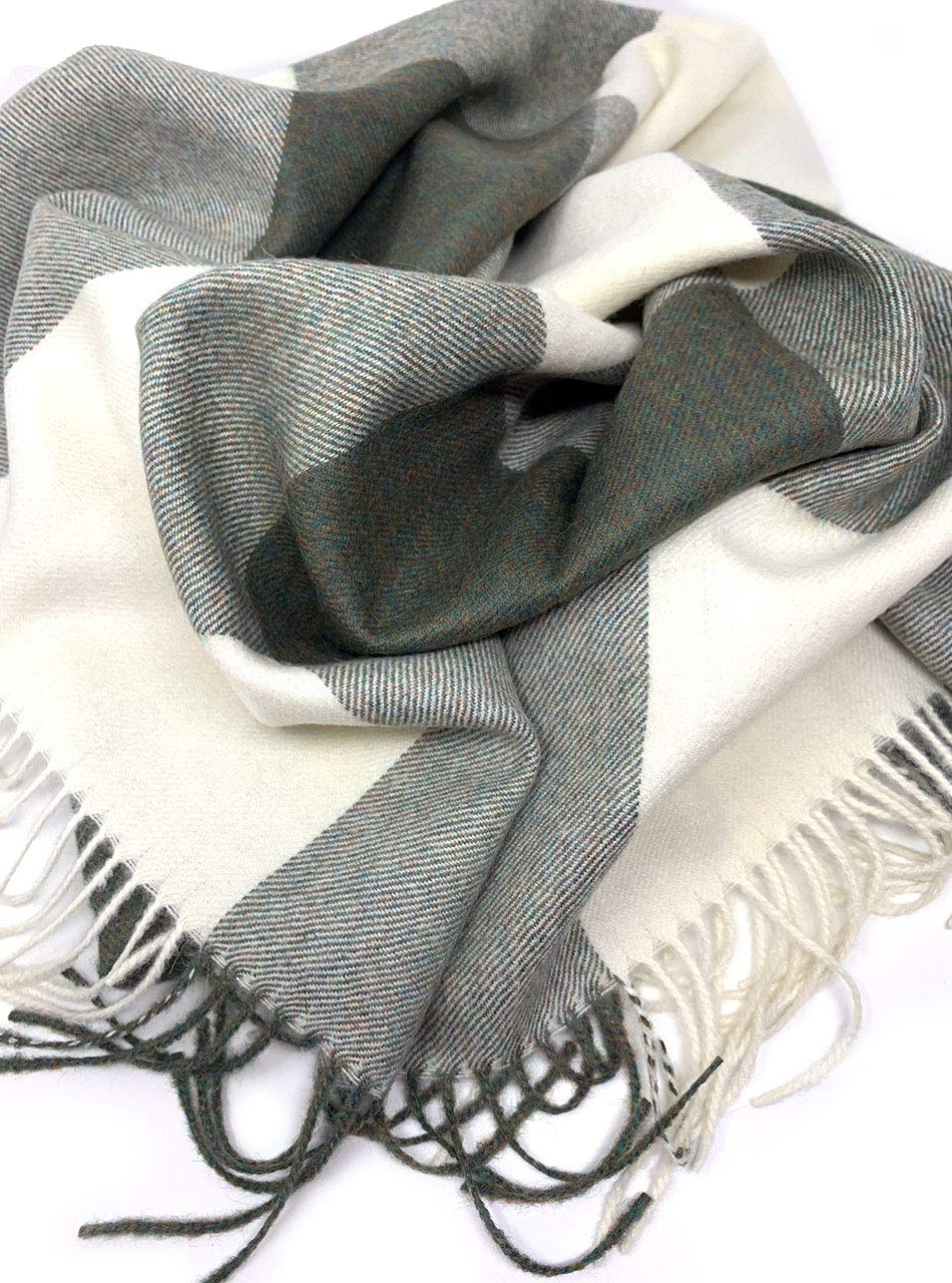 Cheeky Checks Alpaca Throw Blanket - 100% Baby Alpaca Wool, 6.6ft x 4.25ft, Hypoallergenic & Ultra Soft - Perfect for Sofa, Bed, or Gift (Sweet Thyme)