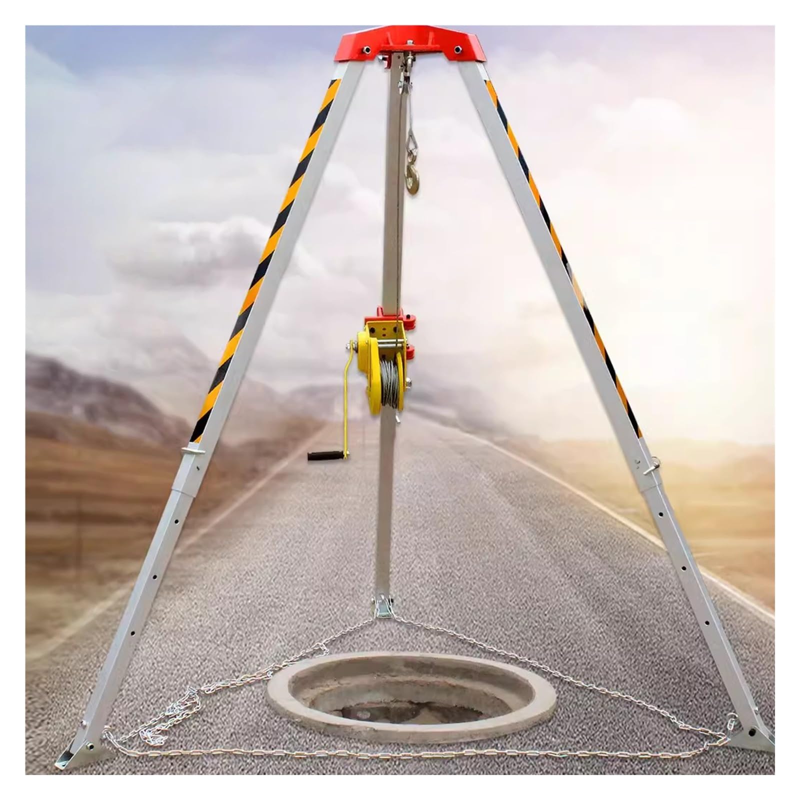 HPTHLY LZMZMQ Confined Space Rescue Tripod Kit - Adjustable 1.34m-2.14m Aluminum Tripod with 1200-2600lbs Winch for High Place, Cliff & Well Rescue | OSHA Compliant Safety Equipment for Industrial, Construction & Emergency Scenarios