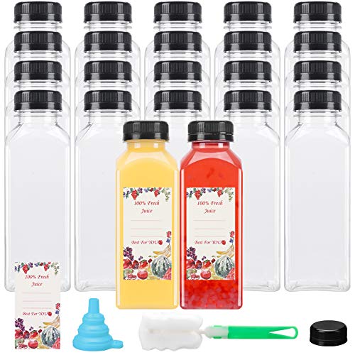 Outkitkit 22-Piece 12oz Plastic Juice Bottles with Lids - Reusable Drink Containers for Juicing, Smoothies, Meal Prep & Beverage Storage - Perfect for Home, Office & Gym Use