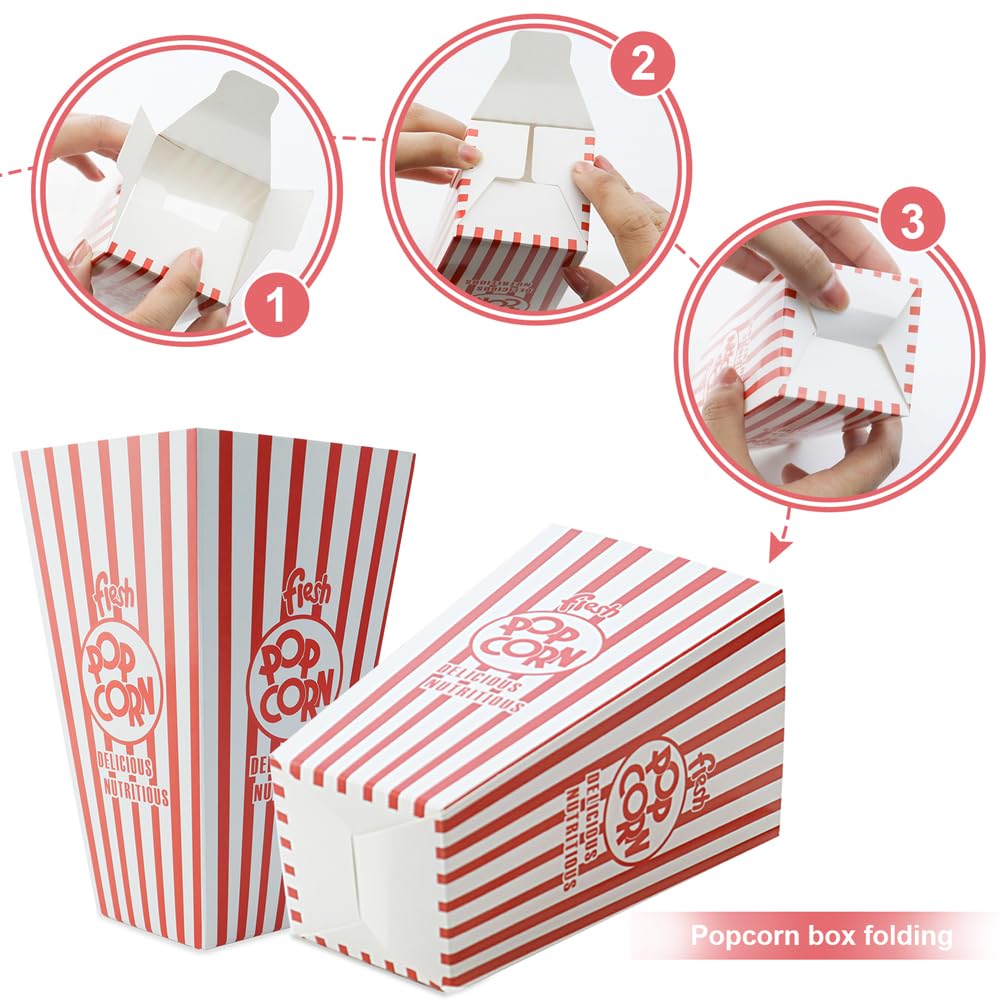 50-Pack Disposable Grease-Resistant Paper Popcorn Bags for Popcorn Machines - Perfect for Movie Nights, Birthday Parties, Christmas, Thanksgiving & Carnival Events