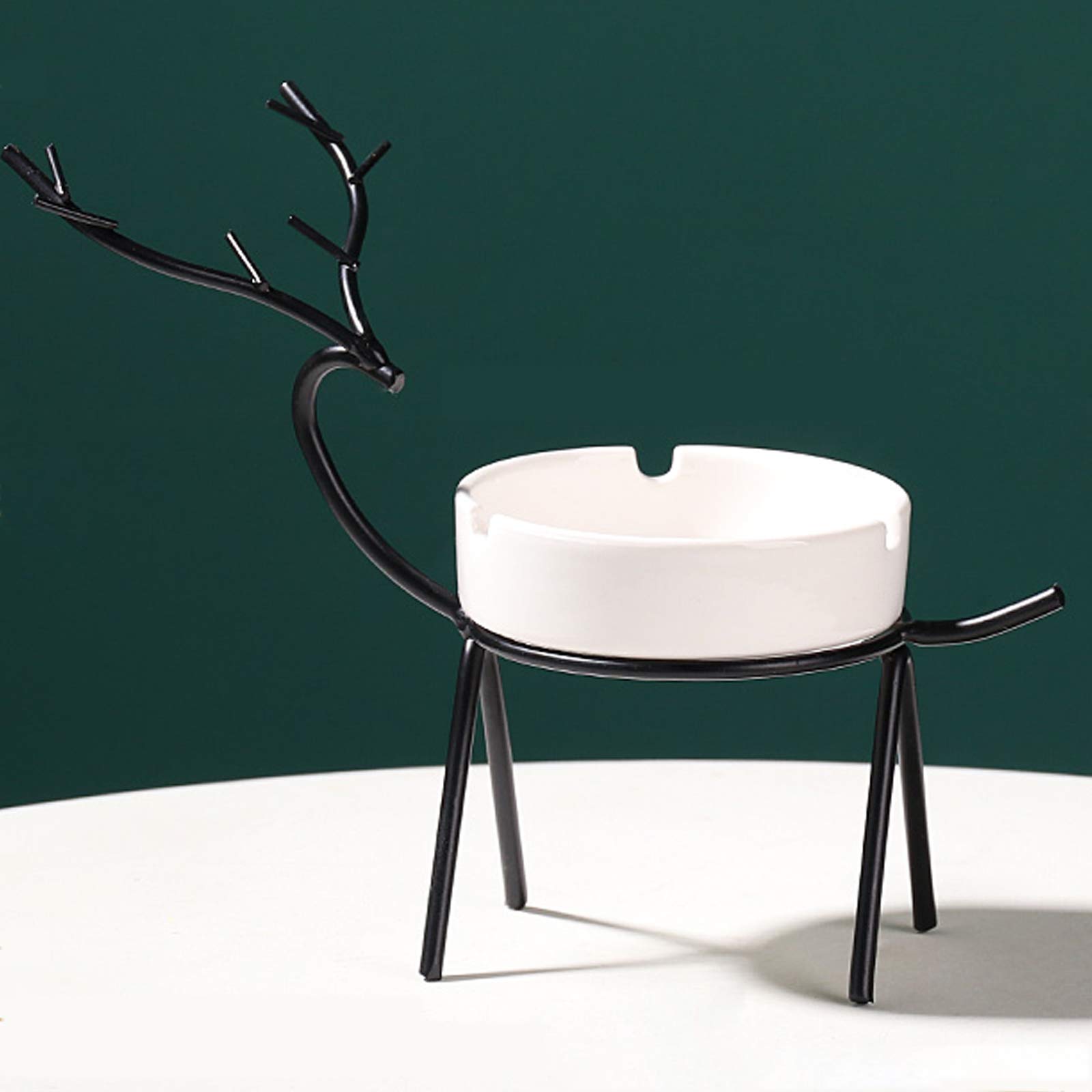 Premium Elk-Shaped Ceramic Ashtray with Lid & Metal Frame - Elegant Handcrafted Home Decor, Unique Gift for Friends & Family - Perfect for Indoor Smoking, Outdoor Patio, and Decorative Display