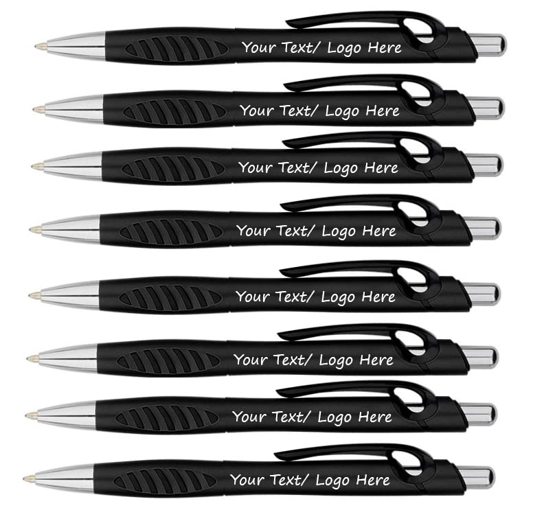 Custom Printed Pens with Your Logo or Text - 300 Pack Bulk Ballpoint Pens for Business, Events & Promotions - Click Action, Rubber Grip, Black Ink - Perfect for Corporate Gifts, Trade Shows & Branding Campaigns