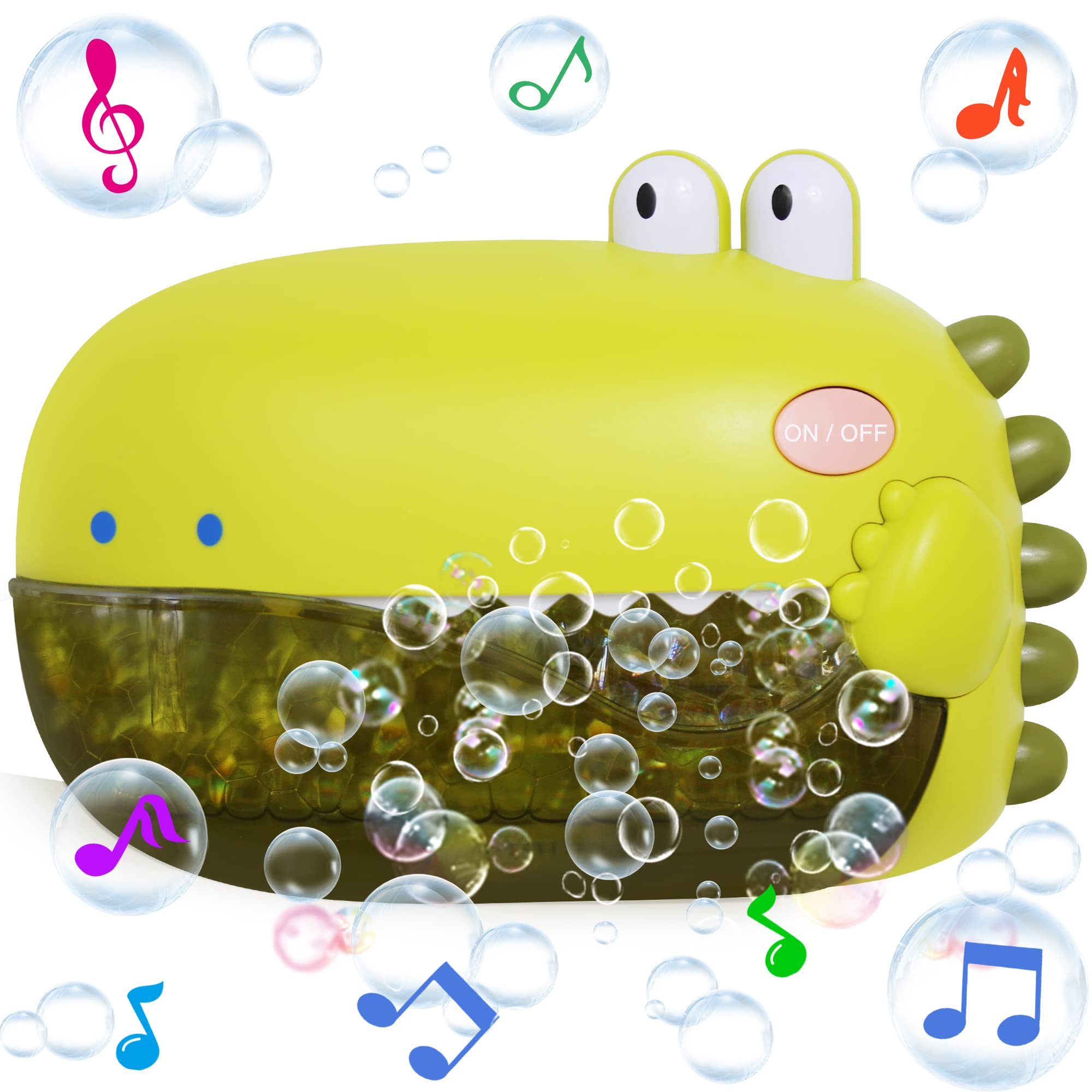 **Grechi Dinosaur Bath Toys for Toddlers - Automatic Bubble Machine with 12 Children’s Songs, Fun Baby Bath Toys for Boys & Girls Ages 2-3 - Perfect Bathtub Gifts for Kids & Sensory Play**