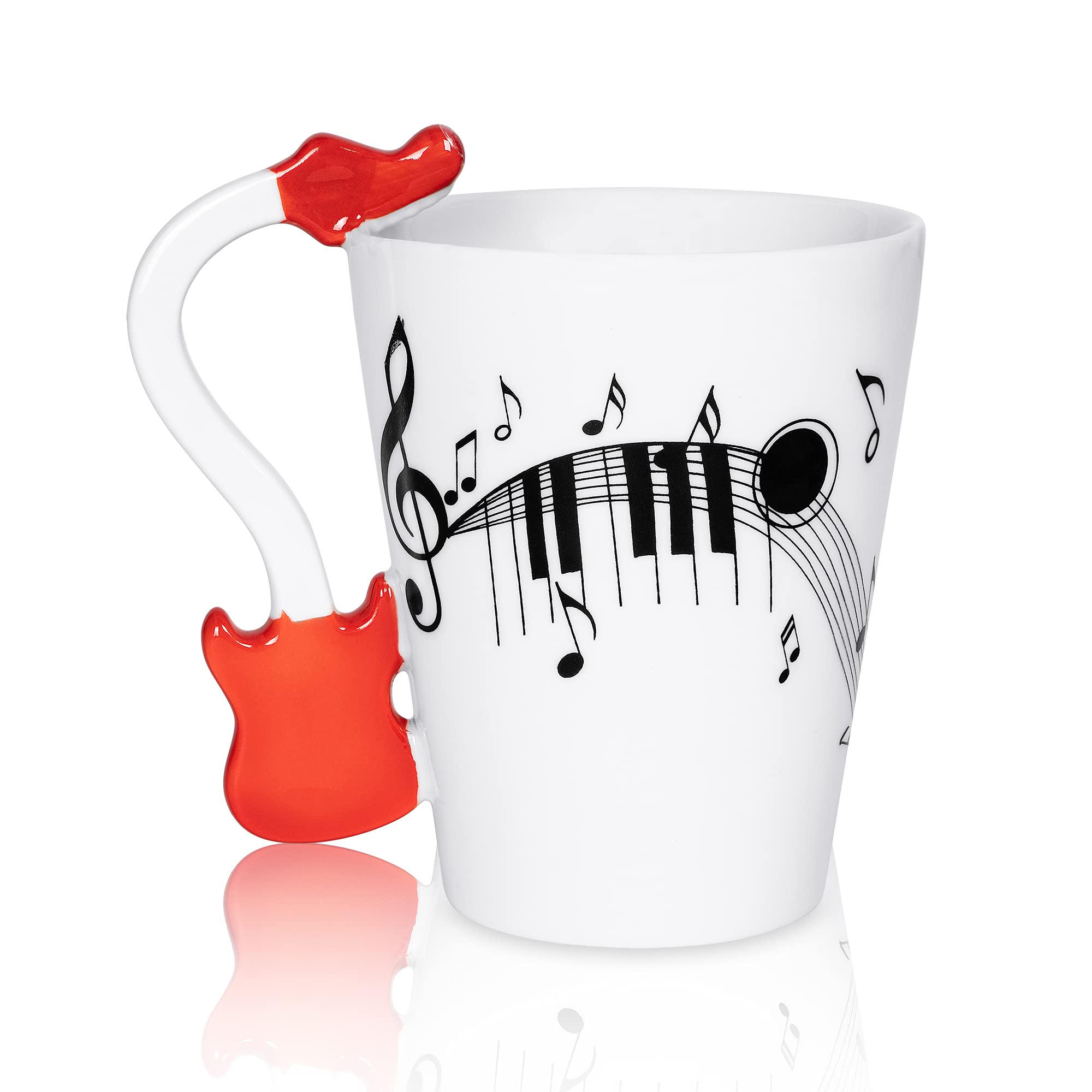 **13.5 oz Guitar Coffee Mug - Unique Music Gift for Guitar Players & Musicians - Perfect Birthday, Christmas Gift for Men & Women (Red) - Ideal for Coffee, Tea & Office Use**