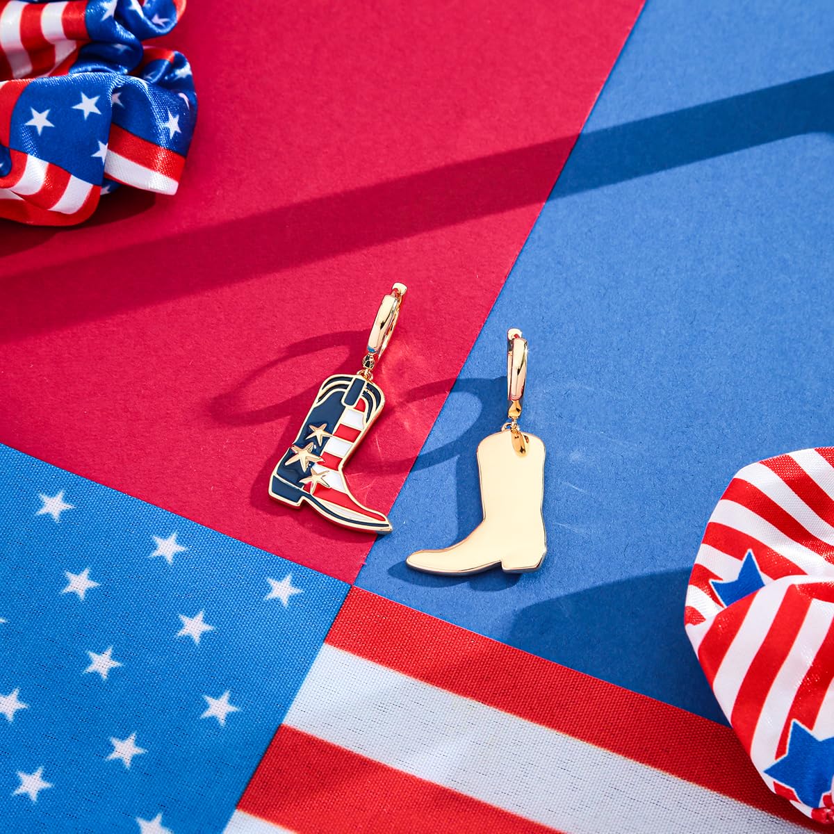Patriotic 4th of July Earrings for Women - Red White & Blue Dangle Earrings with American Flag Design - Perfect Independence Day Gift for Parties, BBQs & Festive Celebrations