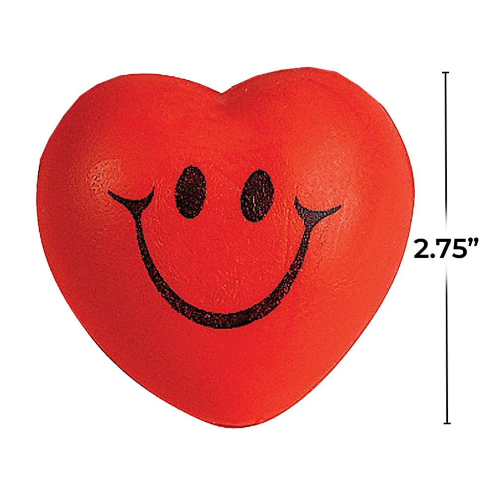 Fun Express Heart-Shaped Smile Face Stress Relief Squeeze Balls - 12 Pack Valentine's Day Gifts, Nurses Week Party Favors, Office & School Stress Toys for Relaxation - Perfect for Anxiety Relief, Classroom Rewards & Desk Fidget Toys
