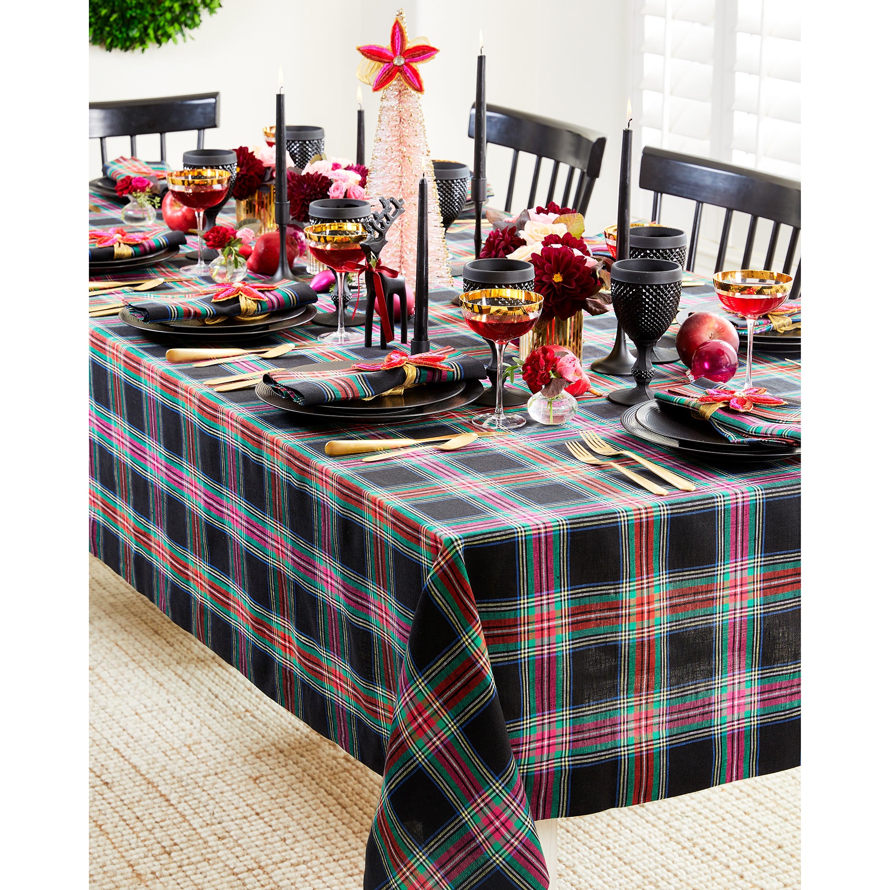 Stylish Jewel Plaid Tablecloth for Dining & Parties - Waterproof & Wrinkle-Resistant Rectangular Table Cover for Home, Restaurants, and Events