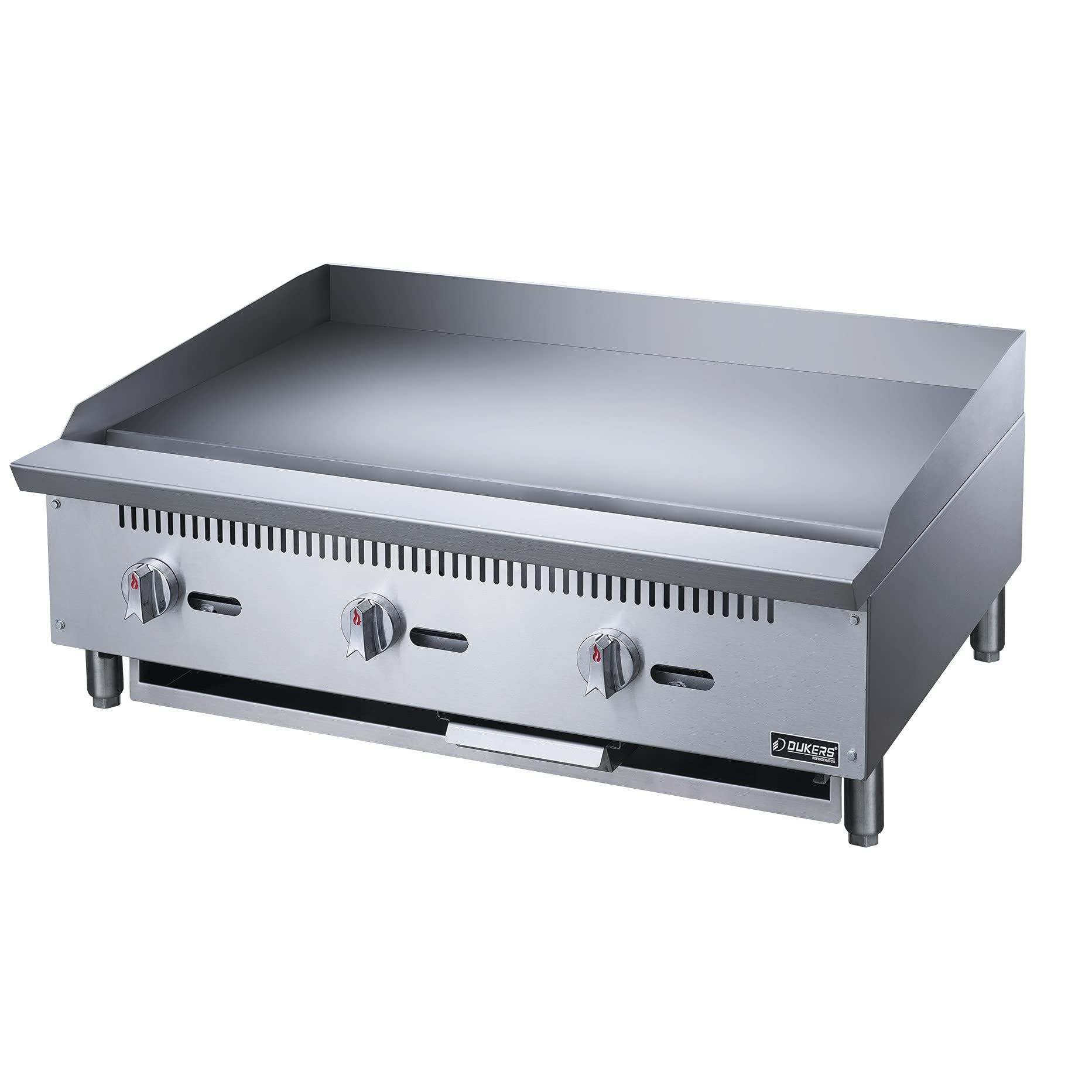 Dukers DCGMA36 36-Inch Commercial Countertop Gas Griddle - 30,000 BTU, 1 Burner, NG/LPG (Natural Gas/Propane) with 1-Inch Plate & Manual Controls - Perfect for Restaurants, Food Trucks, and Outdoor Cooking