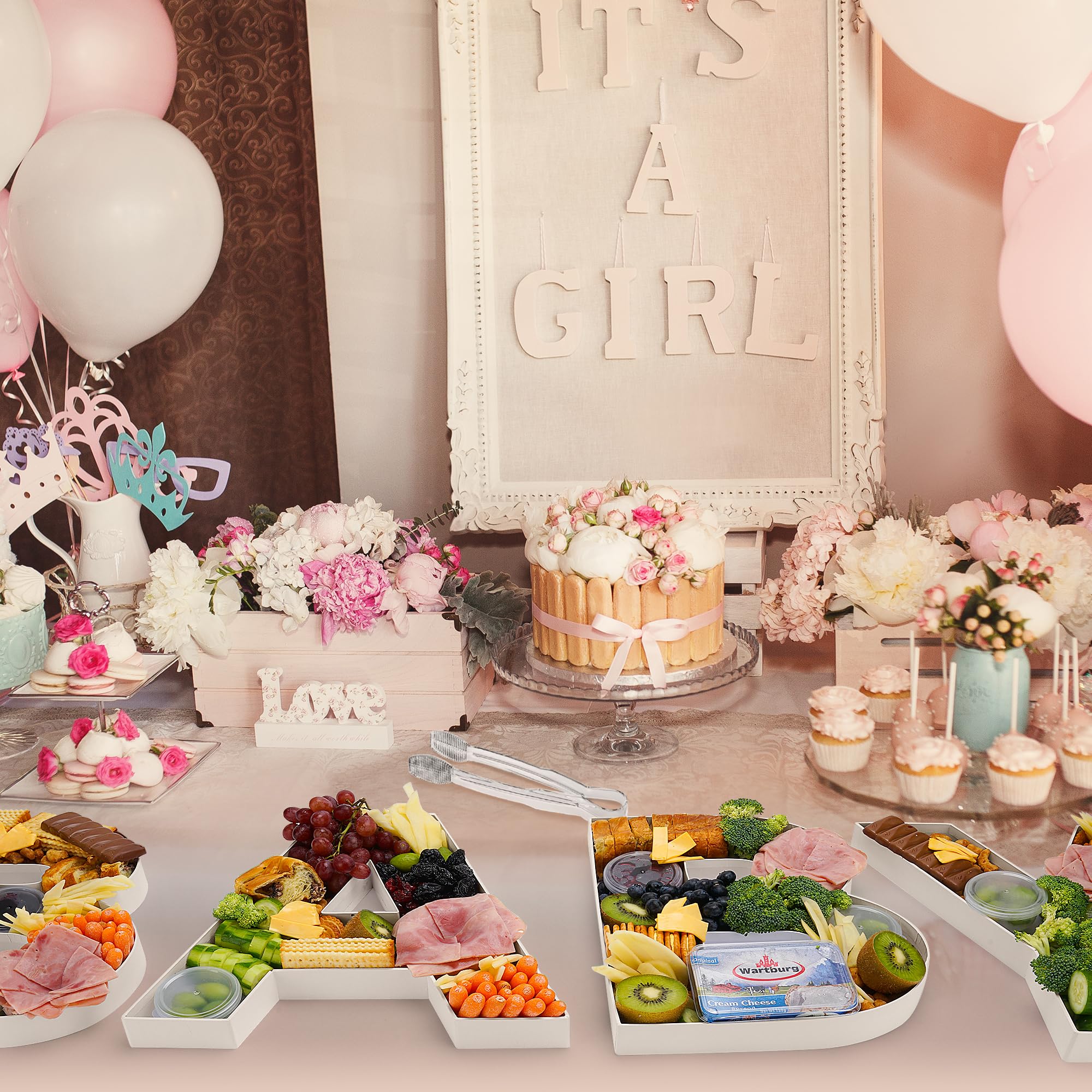 Baby Letter Boxes - Gender Reveal Party Decorations | Fillable Cardboard Letters for Charcuterie Boards & Baby Showers | Perfect for Nursery Decor, Birthday Celebrations & Wedding Displays