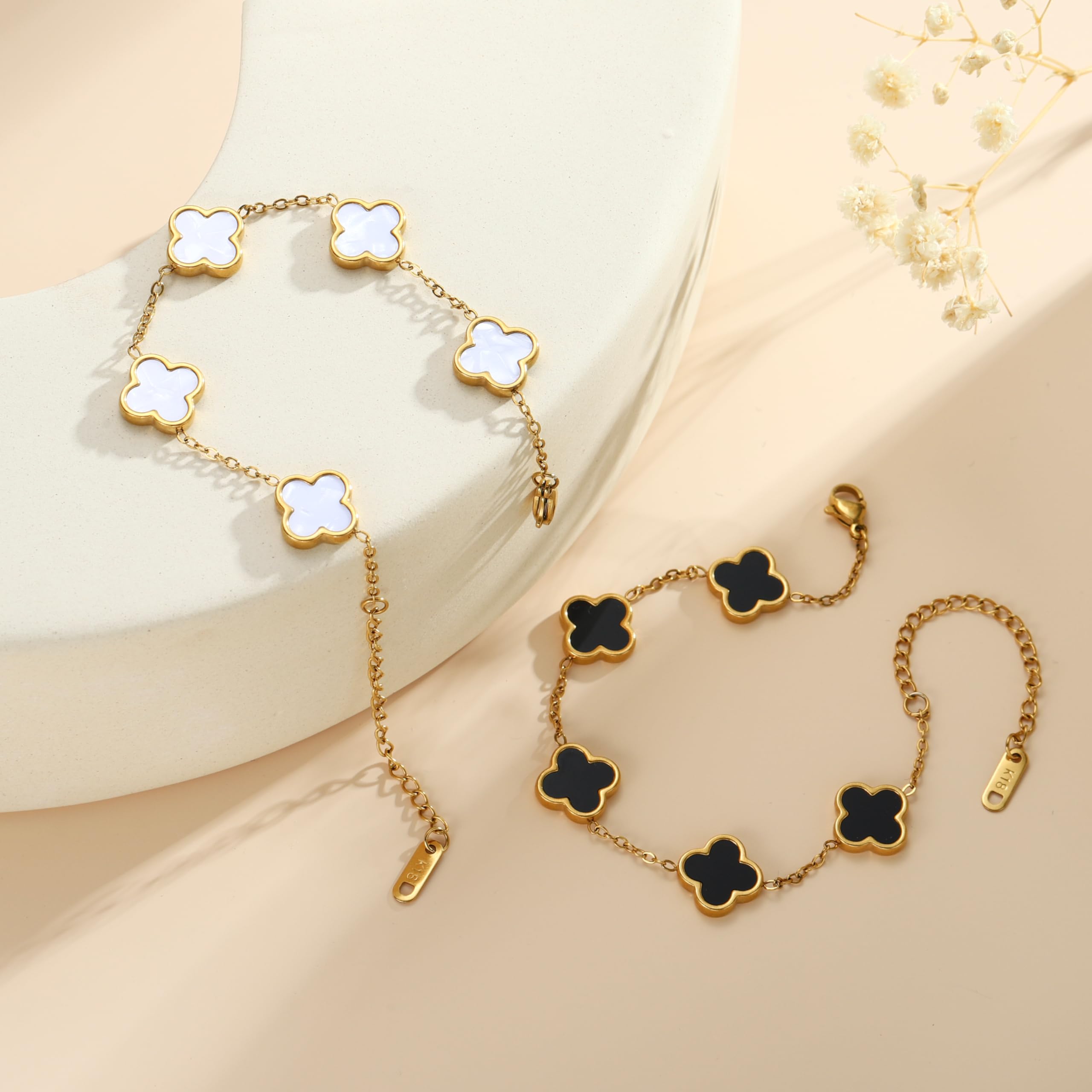 18K Gold Plated Adjustable Link Bracelet for Women - Double Sided Fashion Jewelry Gift Set | Perfect for Birthday, Anniversary, Valentine's Day & Everyday Wear